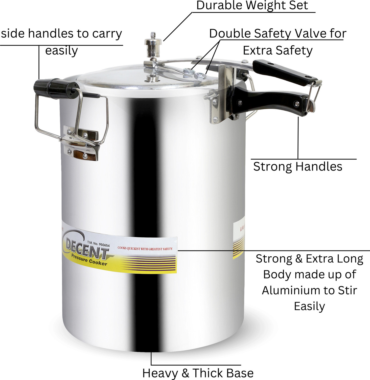 Image of Decent Classic Aluminium Cooker 30 L Inner Lid Pressure Cooker