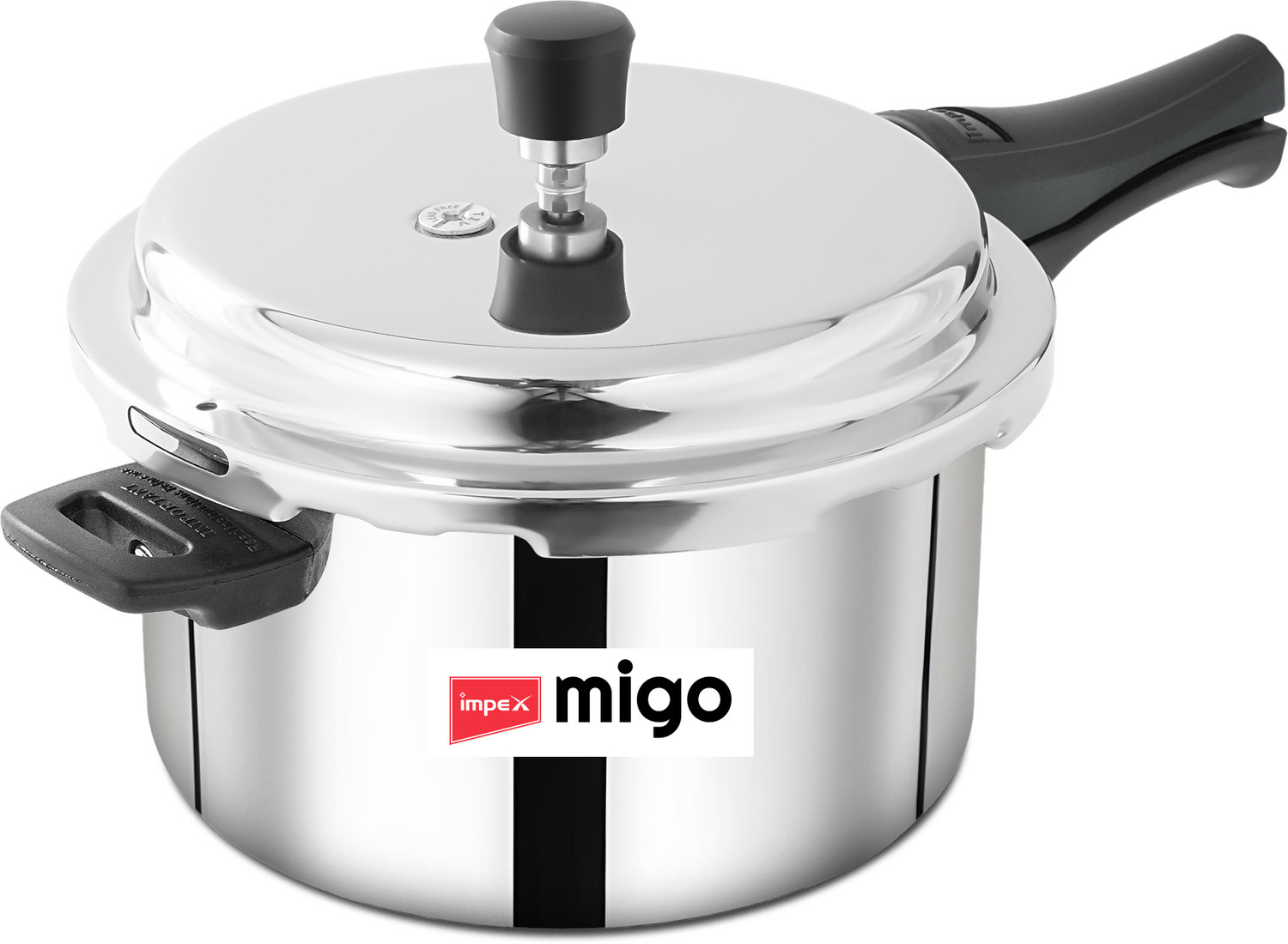 Image of IMPEX Triply Stainless Steel Pressure Cooker 5 Litres With Outer Lid | ISI Certified | 5 L Outer Lid Induction Bottom Pressure Cooker