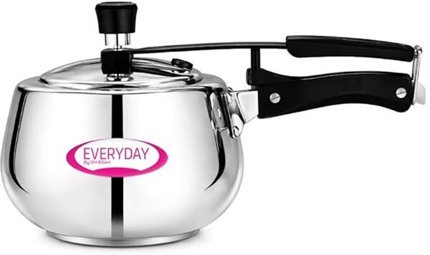 Image of Everyday Stainless Steel Pressure Cooker 3 Litre Belly Shape ISI Certified 3 L Inner Lid Induction Bottom Pressure Cooker