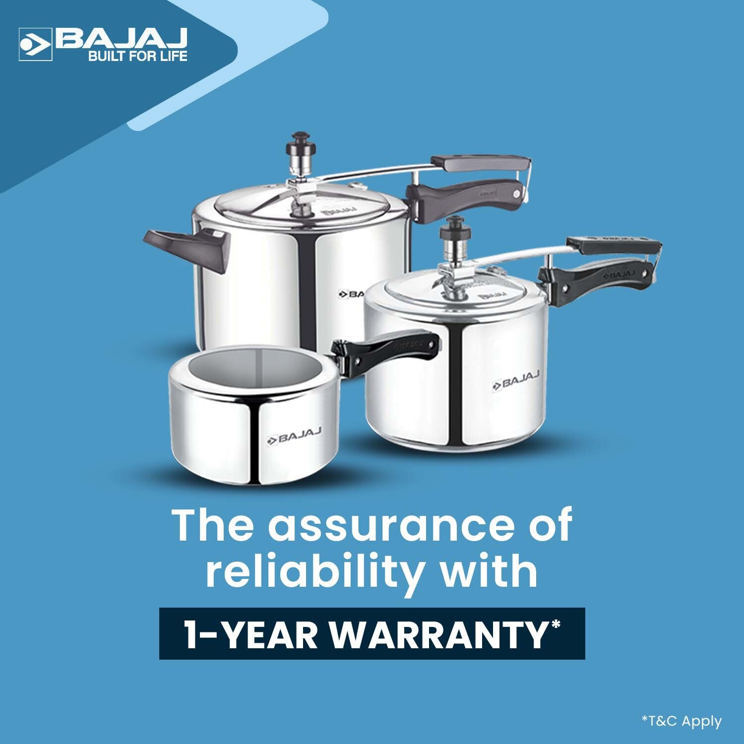 Image of BAJAJ 2 L, 3 L, 5 L Inner Lid Pressure Cooker