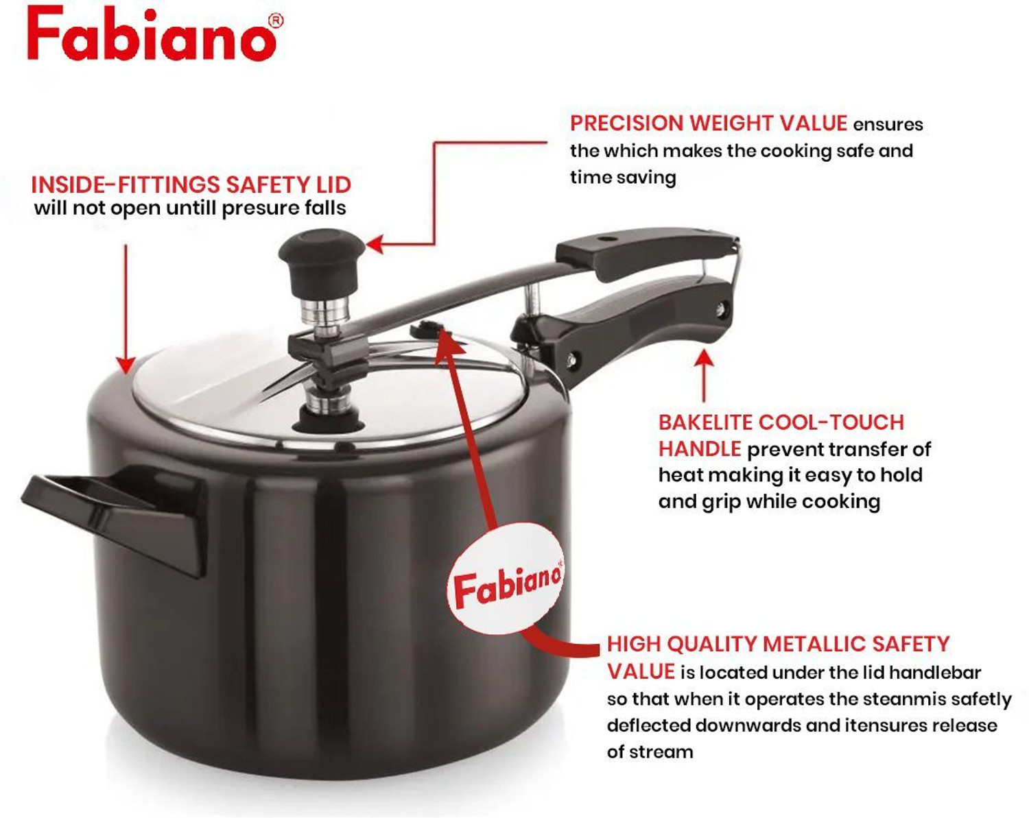 Image of Fabiano 5 Liter HA Pressure cooker with Induction base 5 L Inner Lid Induction Bottom Pressure Cooker
