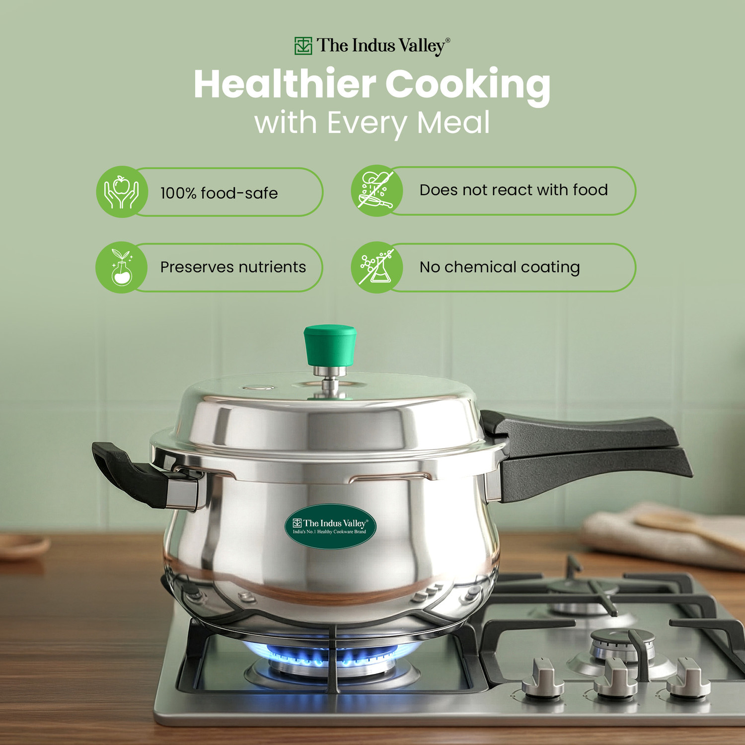 Image of The Indus Valley Outer Lid Handi 5.5 L Outer Lid Induction Bottom Pressure Cooker
