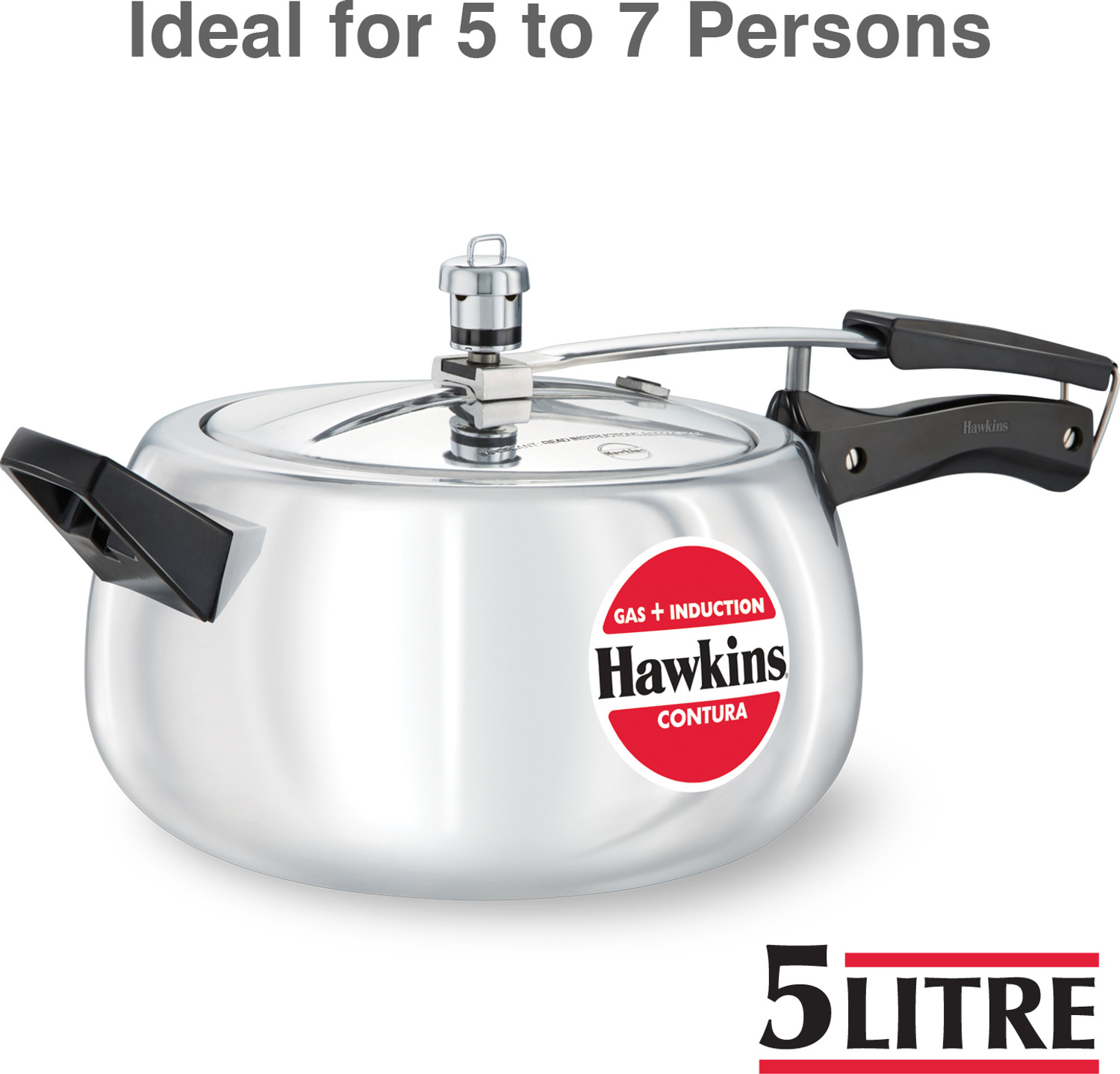 Image of Hawkins Contura Pressure Cooker (IHC50) 5 L Inner Lid Induction Bottom Pressure Cooker