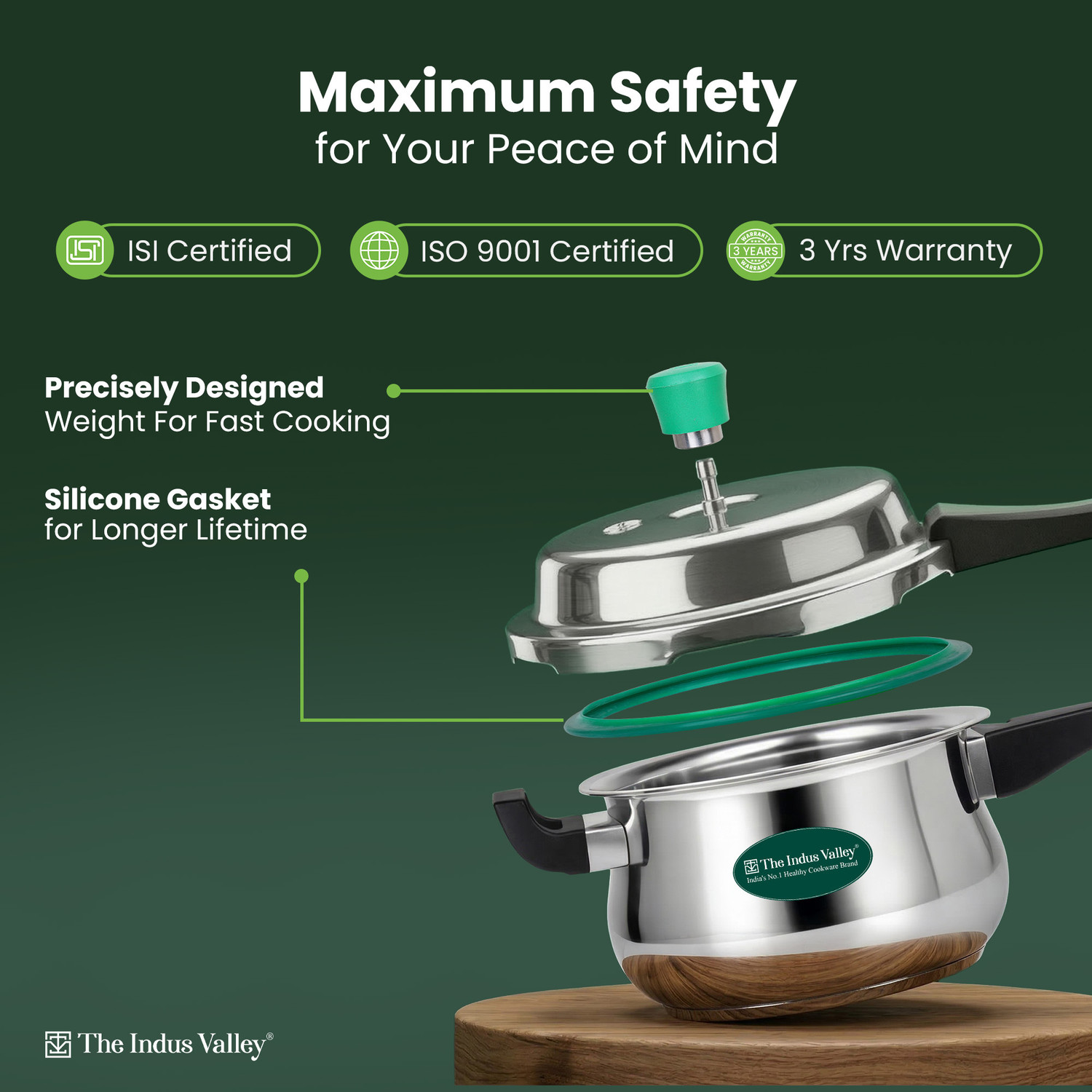 Image of The Indus Valley Outer Lid Handi 5.5 L Outer Lid Induction Bottom Pressure Cooker