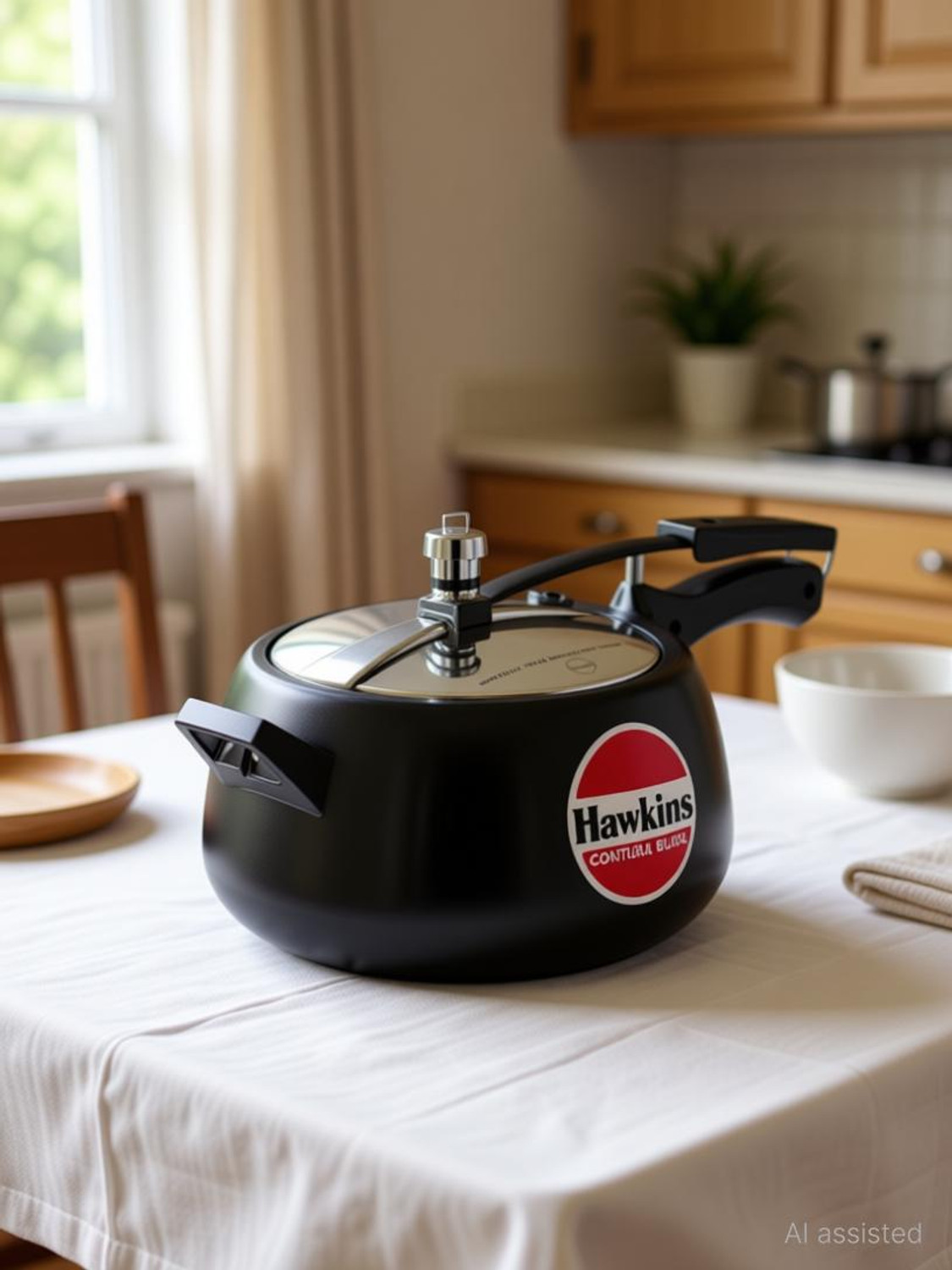 Image of Hawkins Contura Black Aluminium Cooker With SS Grid 17 cms 5 L Inner Lid Pressure Cooker