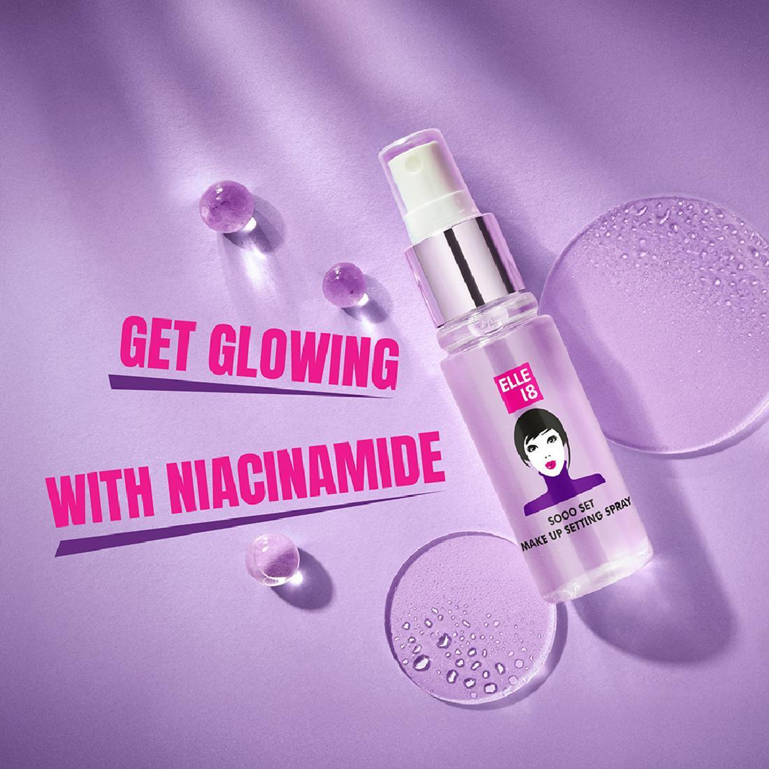 Image of ELLE 18 SOOO SET Setting Spray, long-lasting, hydrating & non-sticky makeup fixer|60ml Primer - 60 ml