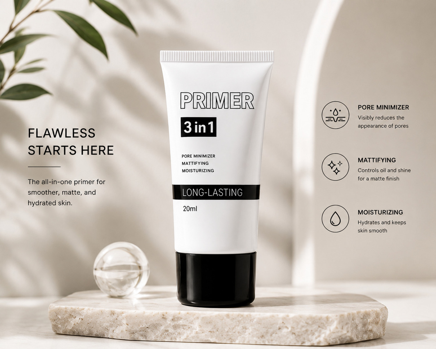Image of Eletree 3 in 1 Primer with Makeup Fixer | Smooth Base, Long Lasting Makeup, Oil-Free, Primer - 10 g