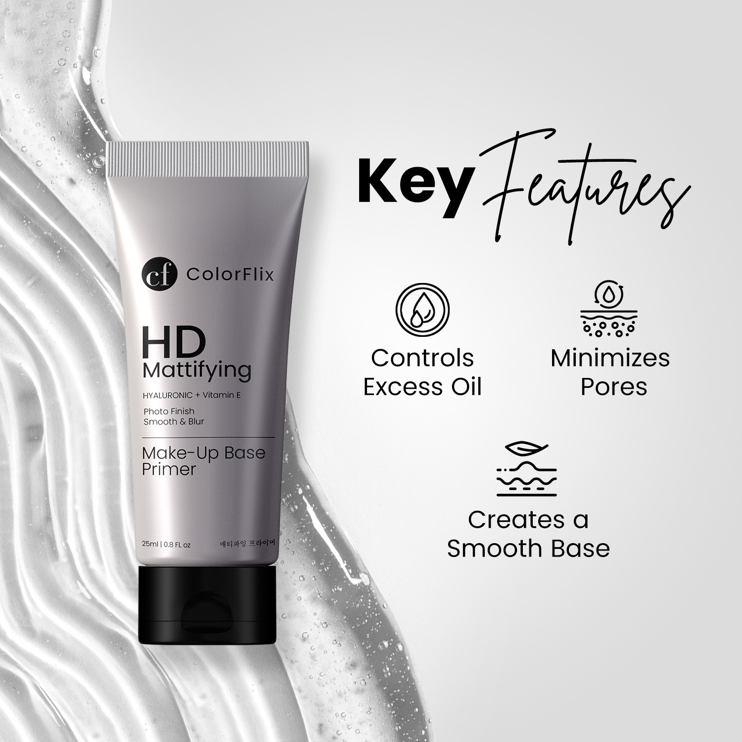 Image of ColorFlix HD Mattifying Makeup Base Primer with Hyaluronic and Vitamin E for Smooth Finish Primer - 25 ml