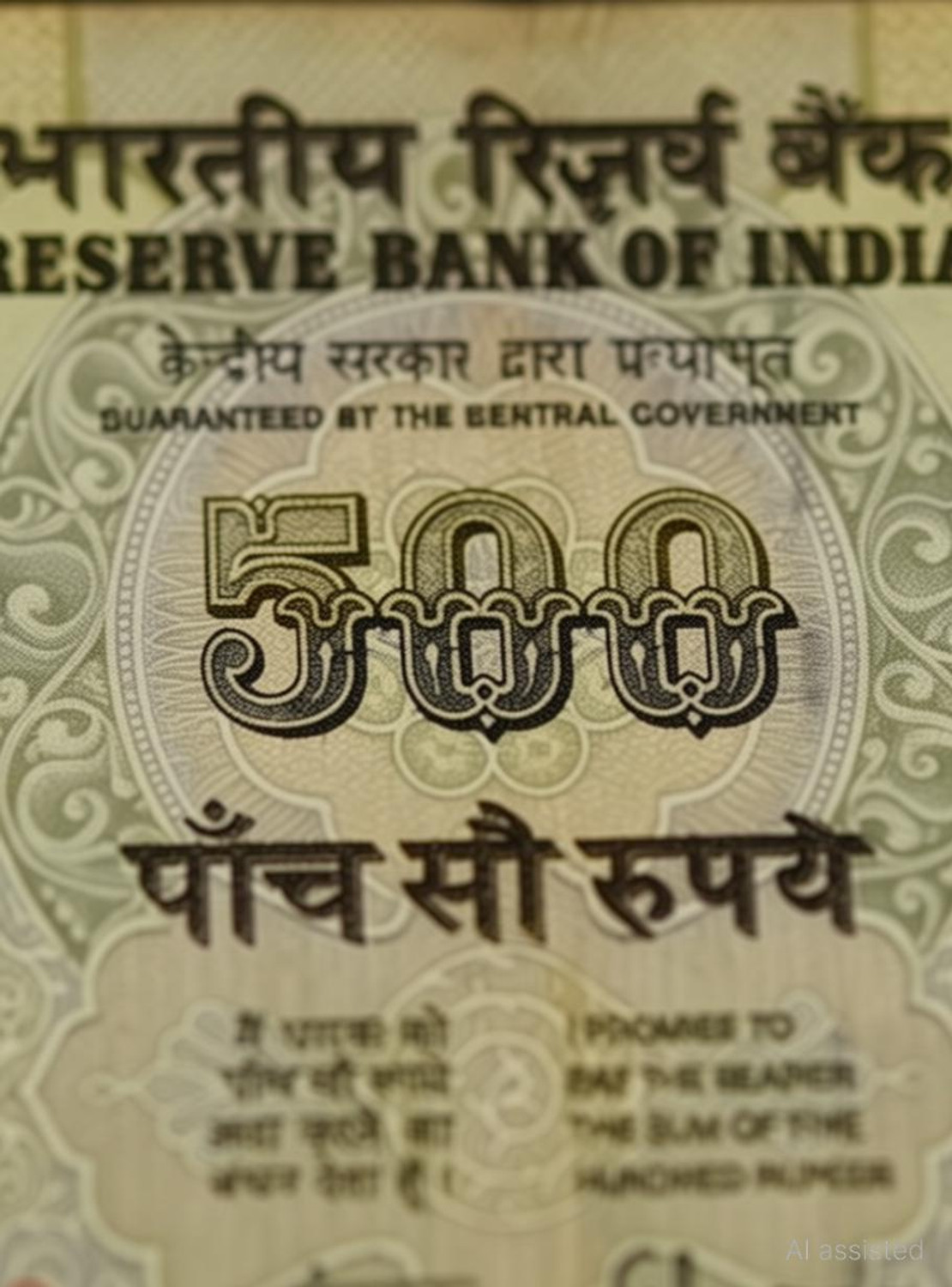 Image of Antique collection 500 Rupees Paper Printed Currency
