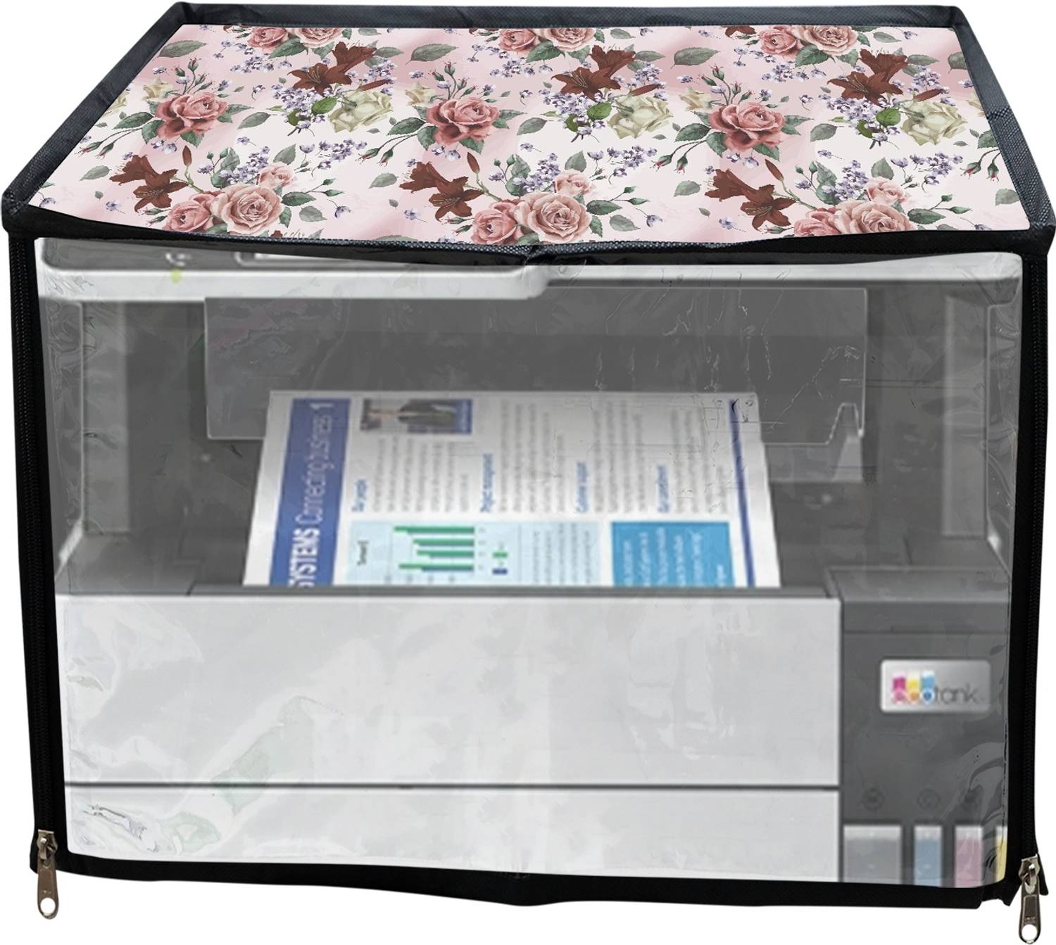 ATP Printer Cover For Epson Eco Tank L6490 Printer (Pink Rose Print) Printer Cover