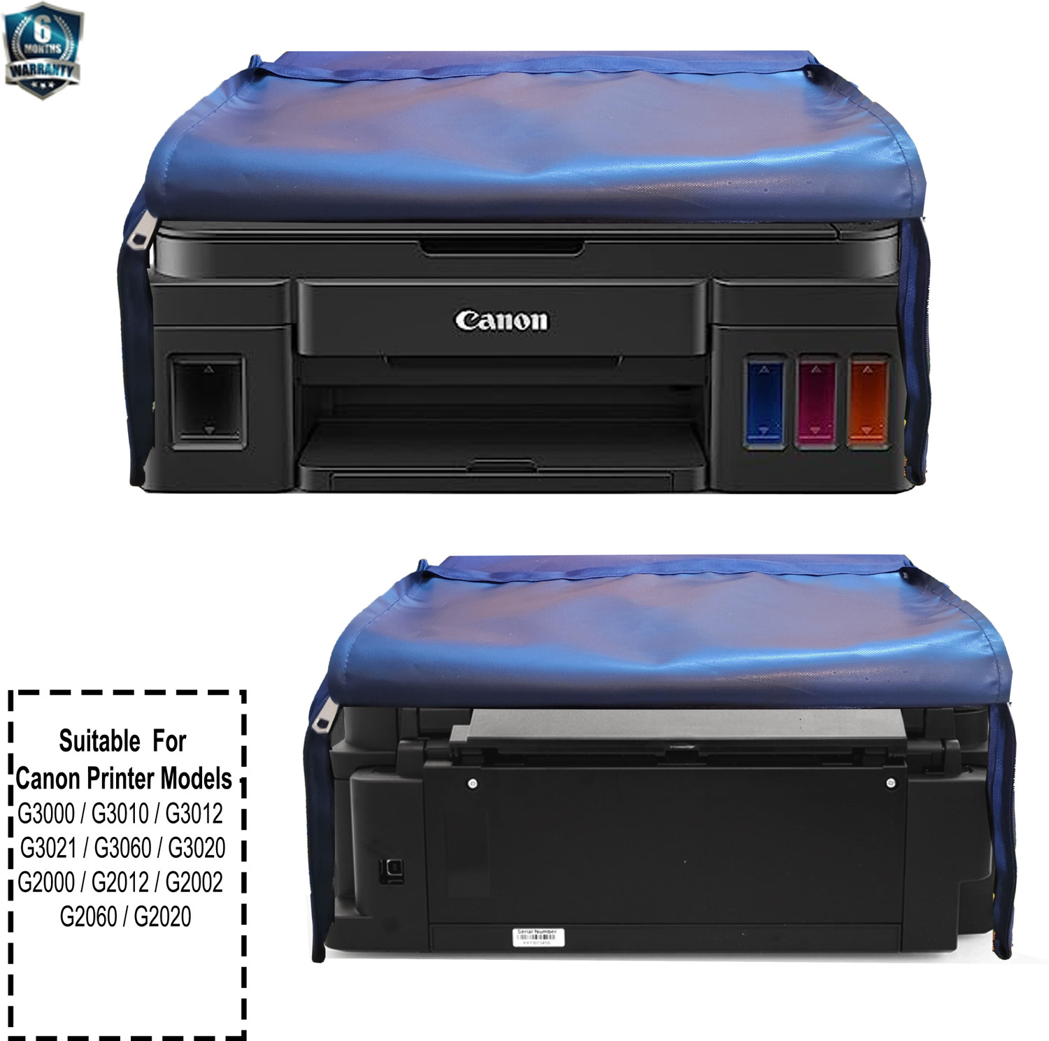Image of Protectio Dust proof Printer Cover for Canon Pixma G3010 Chain printer cover- Blue Printer Cover