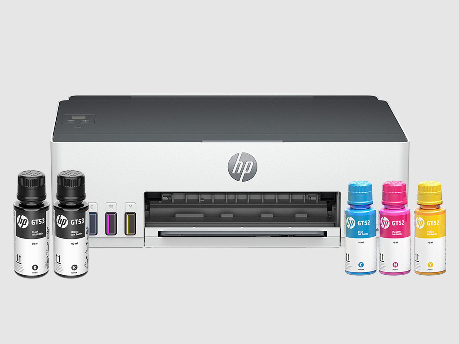 Image of HP Smart Tank 210 Single Function WiFi Color Ink Tank Printer with 1 Extra Black Ink Bottle and Up to 8000 Black & 6000 Pages of Ink in box