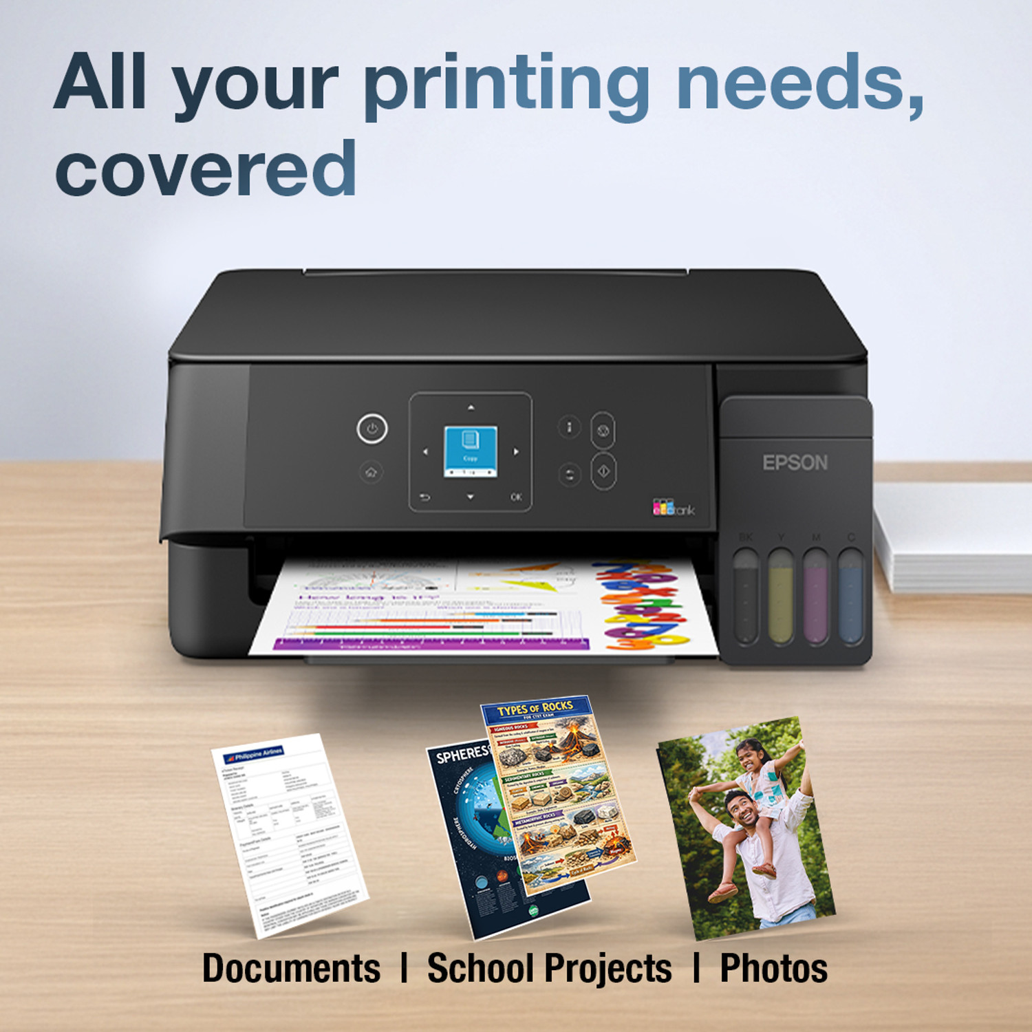 Image of Epson L3360 Multi-function WiFi Color Ink Tank Printer (Color Page Cost: 0.33 Rs. | Black Page Cost: 0.09 Rs. | Borderless Printing)