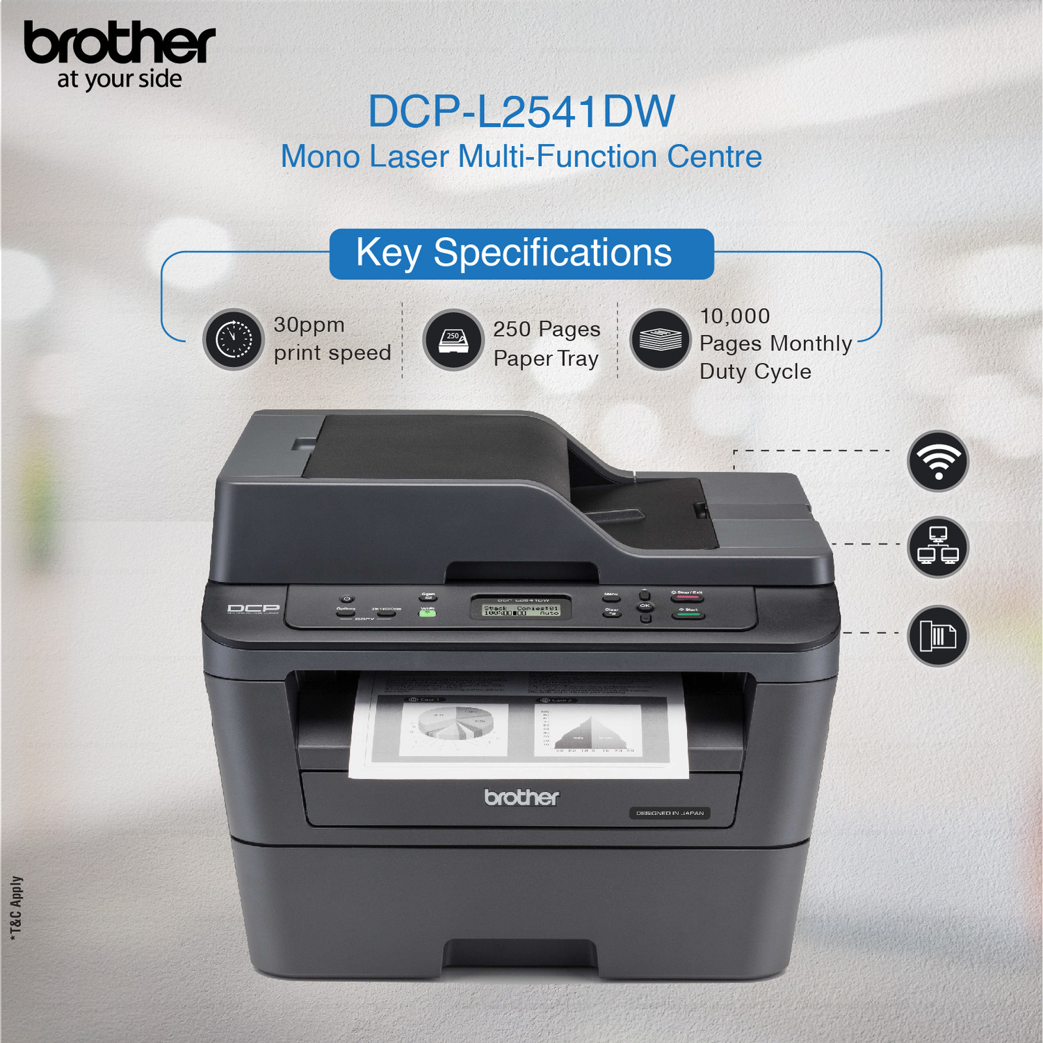 Image of brother DCP-L2541DW IND Multi-function WiFi Monochrome Laser Printer with Auto Duplex Feature