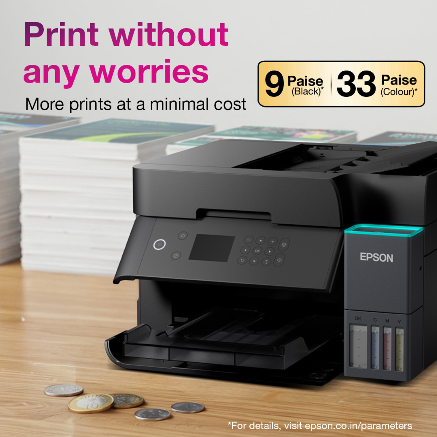 Image of Epson EcoTank L6370 Multi-function Color Inkjet Printer (Color Page Cost: 0.33 Rs. | Black Page Cost: 0.09 Rs.) Print, Copy & Scan, Auto Duplex, ADF Supported, Up to 18 IPM Mono / 9 IPM Color, Yield: Up to 8,500 Black / 6,500 Color Pages