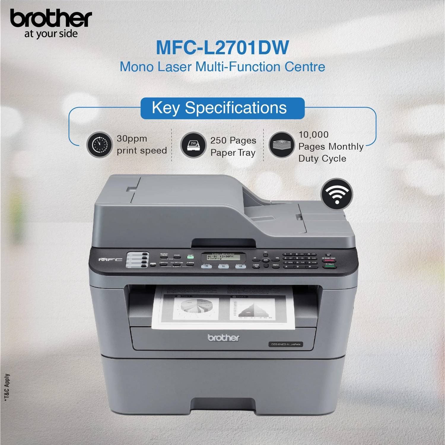 Brother MFC-L2701DW Multi-function WiFi Laser Printer - Image 2