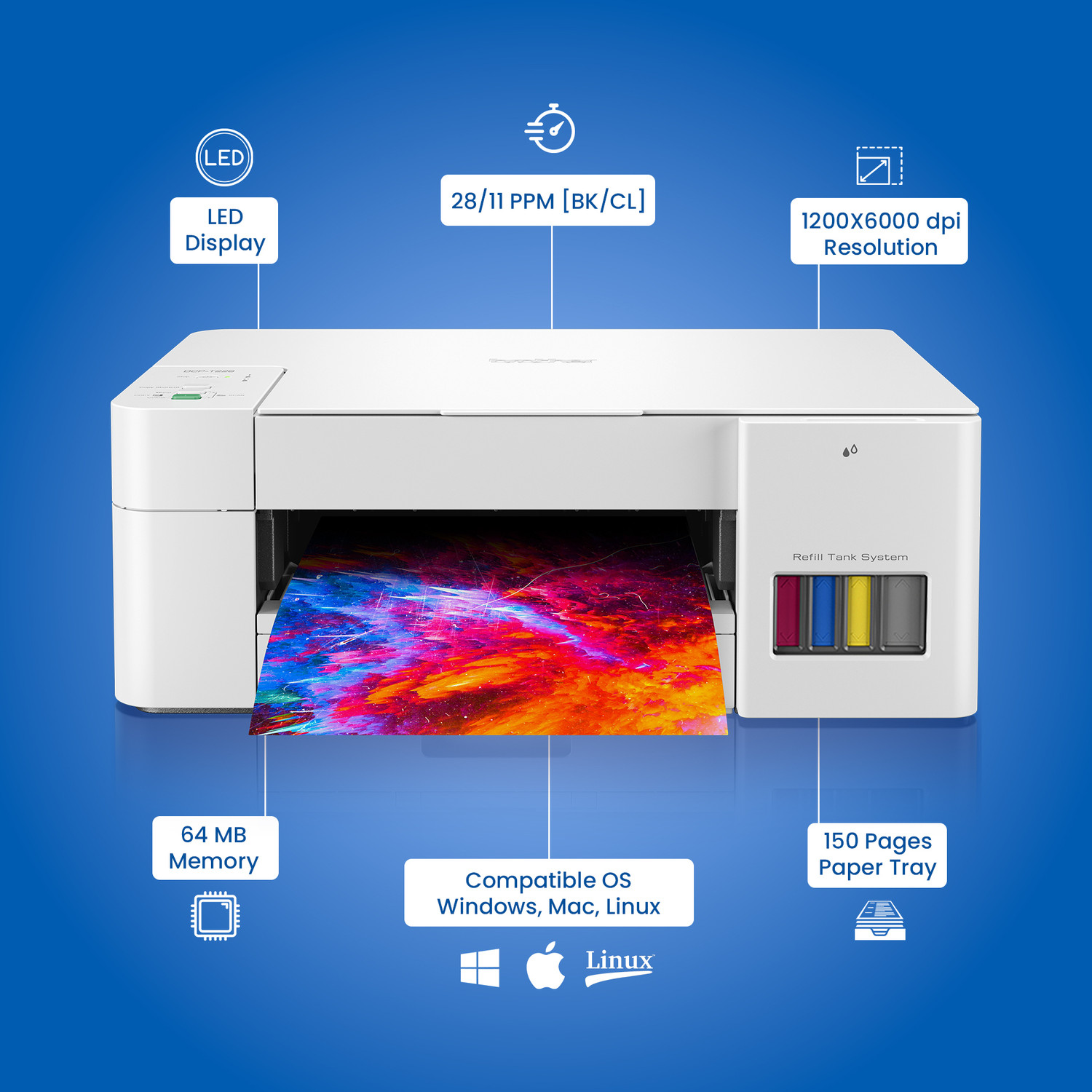 Image of brother DCP-T426W Multi-function WiFi Color Ink Tank Printer (Borderless Printing) for Home Usage