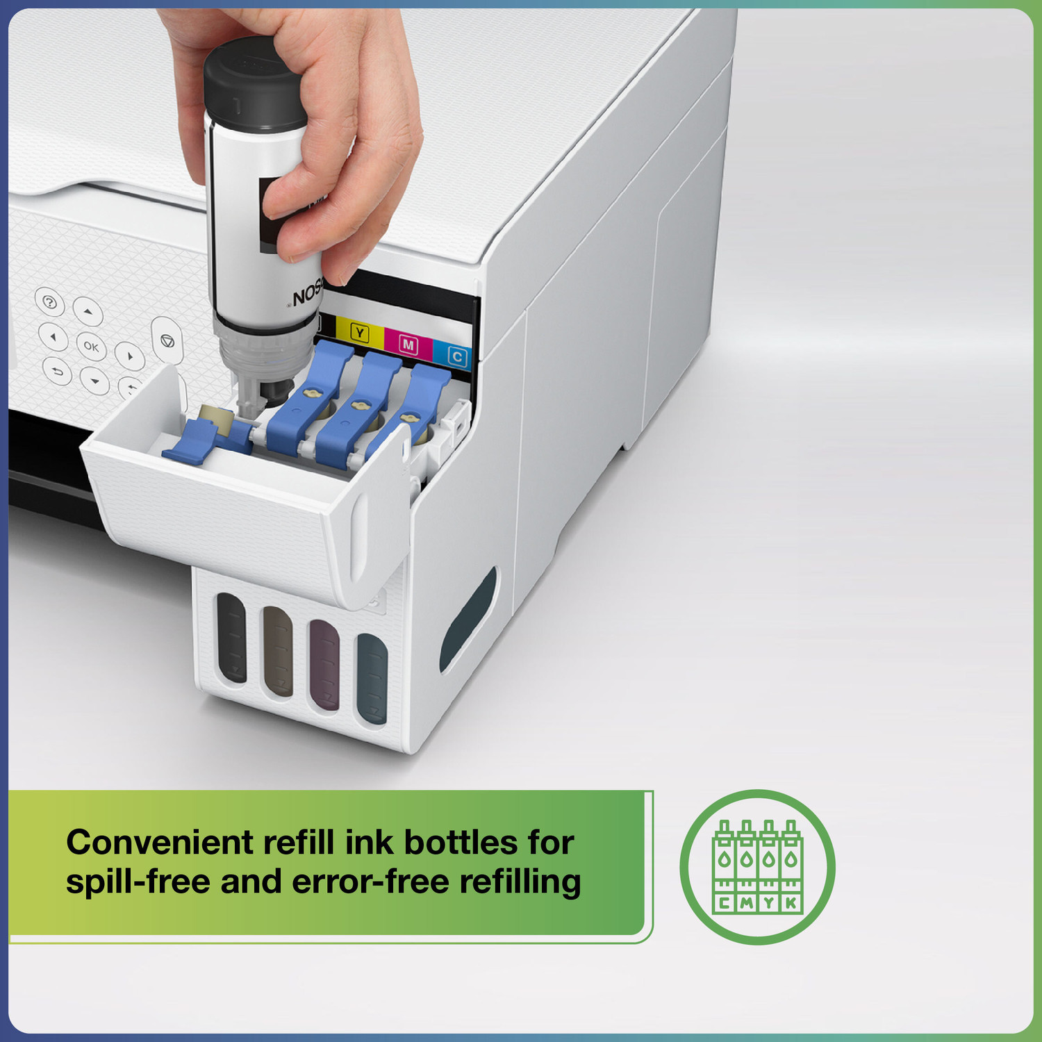Image of Epson Eco L3266 Multi-function WiFi Color Ink Tank Printer (Color Page Cost: 24 Paise | Black Page Cost: 9 Paise | Borderless Printing) with Micro Piezo Heat Free Technology & 3.6 cm color LCD Screen