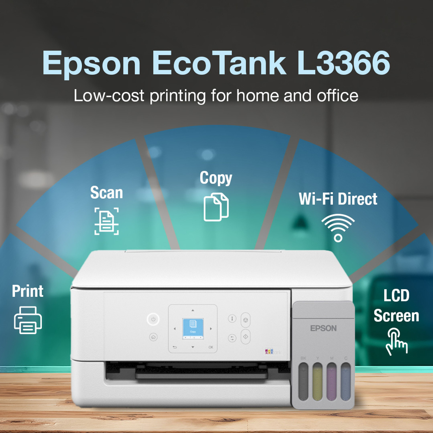 Image of Epson L3366 Multi-function WiFi Color Ink Tank Printer