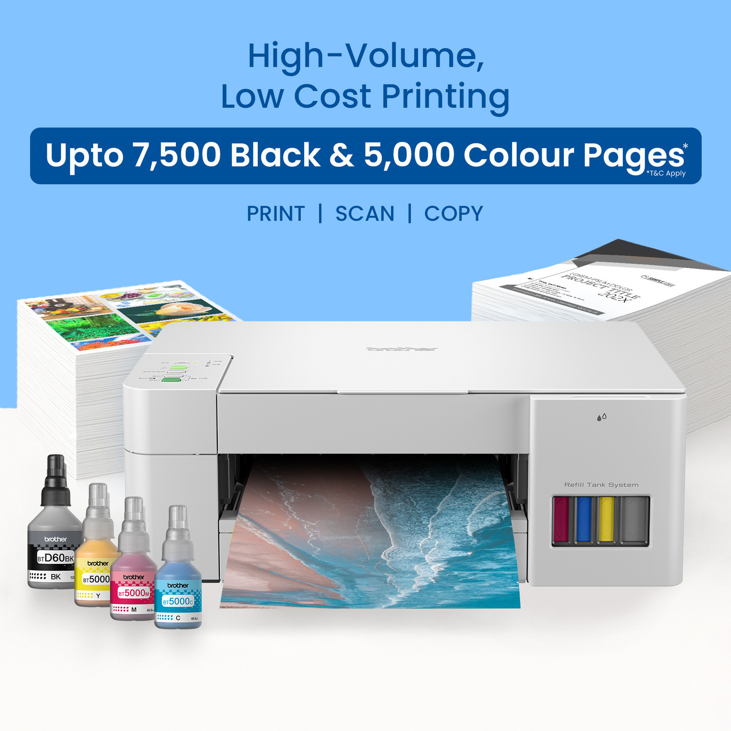 Image of brother DCP-T426W Multi-function WiFi Color Ink Tank Printer (Borderless Printing) for Home Usage