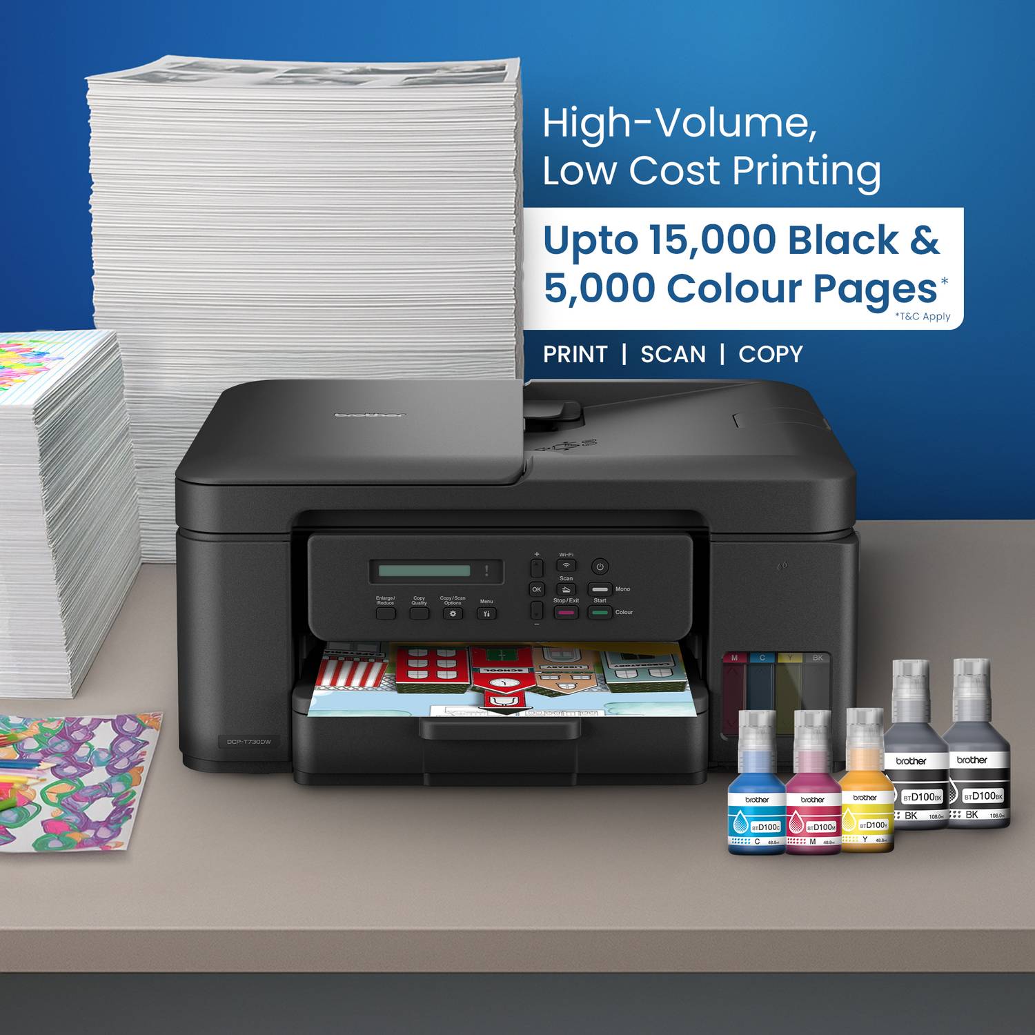 Brother DCP-T730DW Multi-function WiFi Color Ink Tank Printer - Image 2