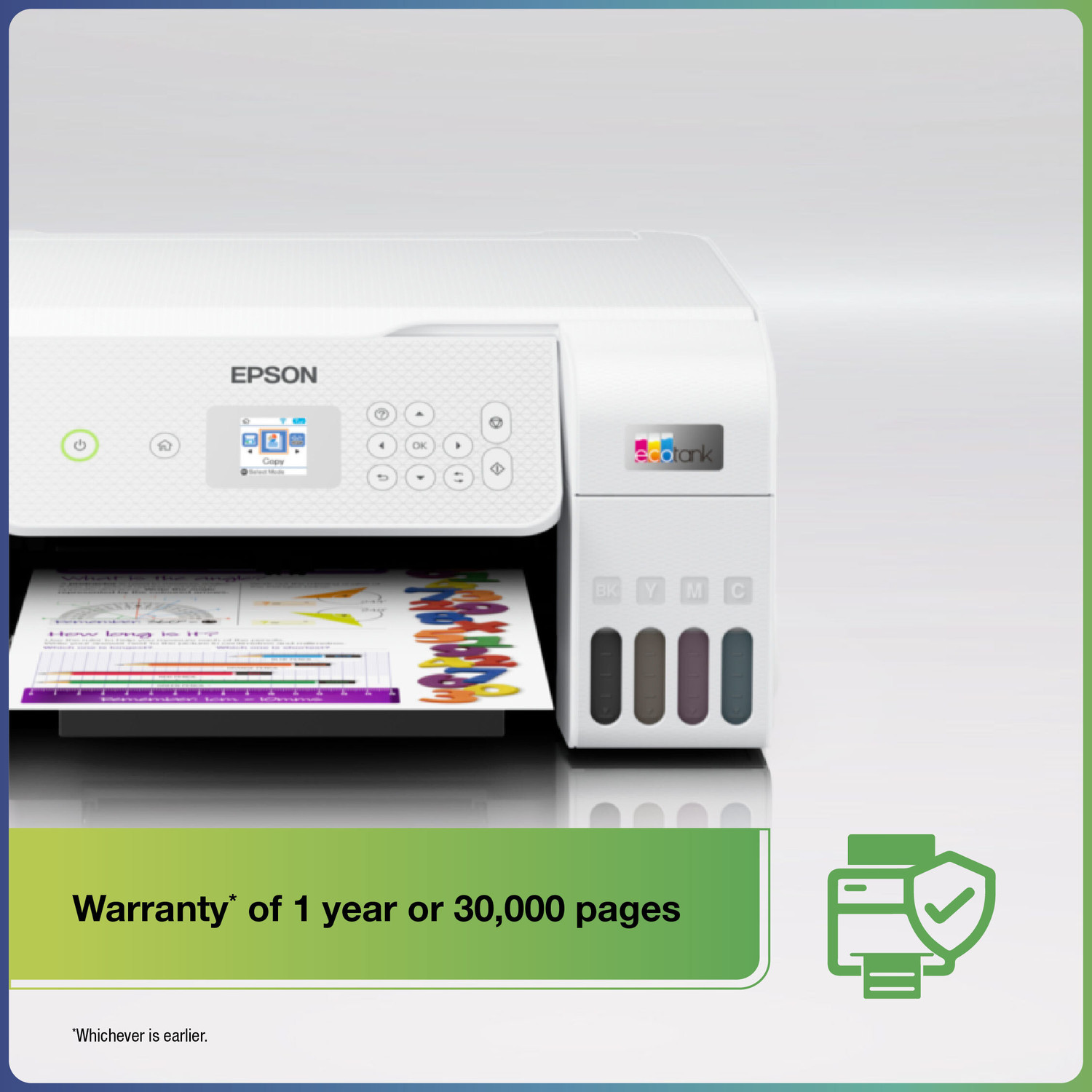 Image of Epson Eco L3266 Multi-function WiFi Color Ink Tank Printer (Color Page Cost: 24 Paise | Black Page Cost: 9 Paise | Borderless Printing) with Micro Piezo Heat Free Technology & 3.6 cm color LCD Screen