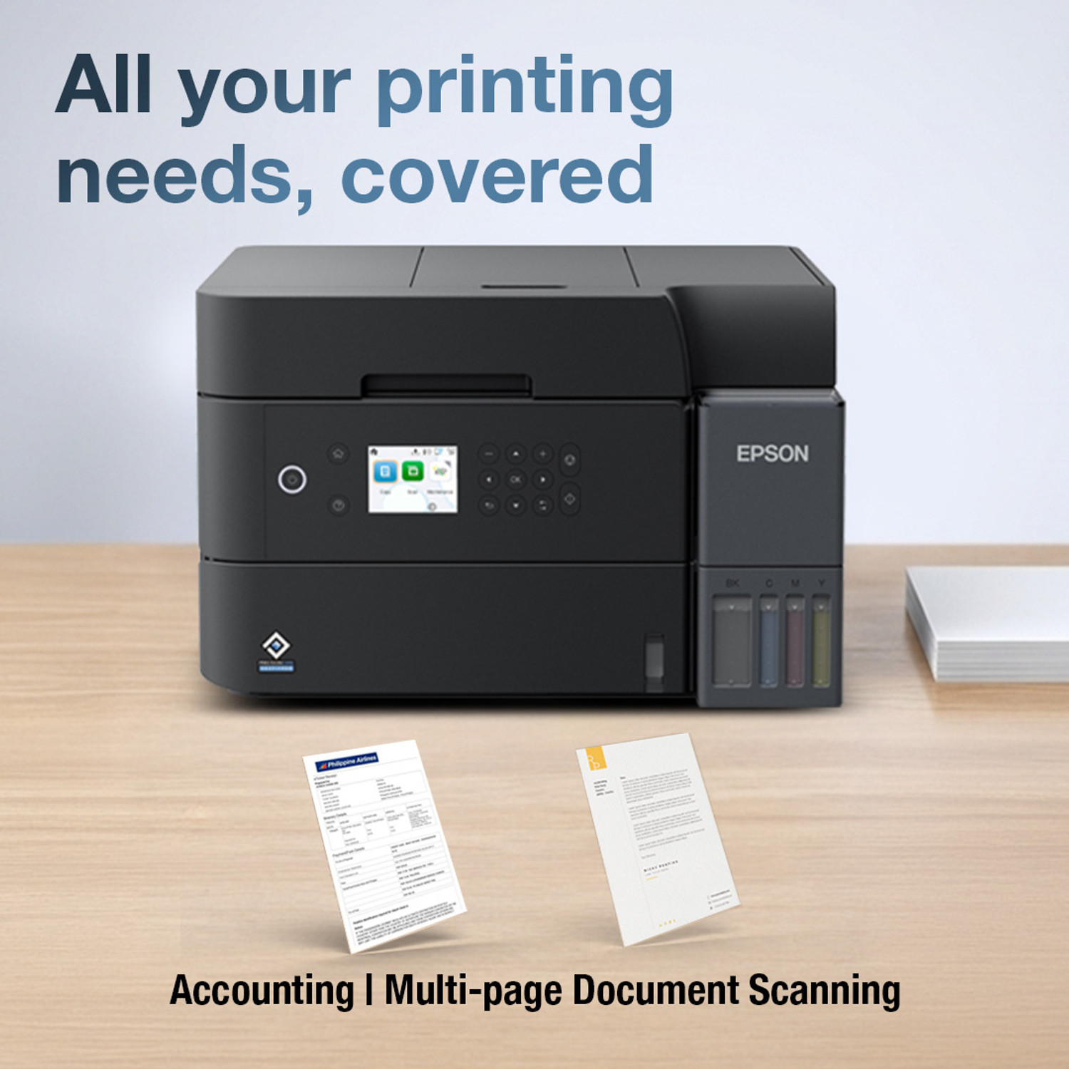 Image of Epson EcoTank L6370 Multi-function Color Inkjet Printer (Color Page Cost: 0.33 Rs. | Black Page Cost: 0.09 Rs.) Print, Copy & Scan, Auto Duplex, ADF Supported, Up to 18 IPM Mono / 9 IPM Color, Yield: Up to 8,500 Black / 6,500 Color Pages