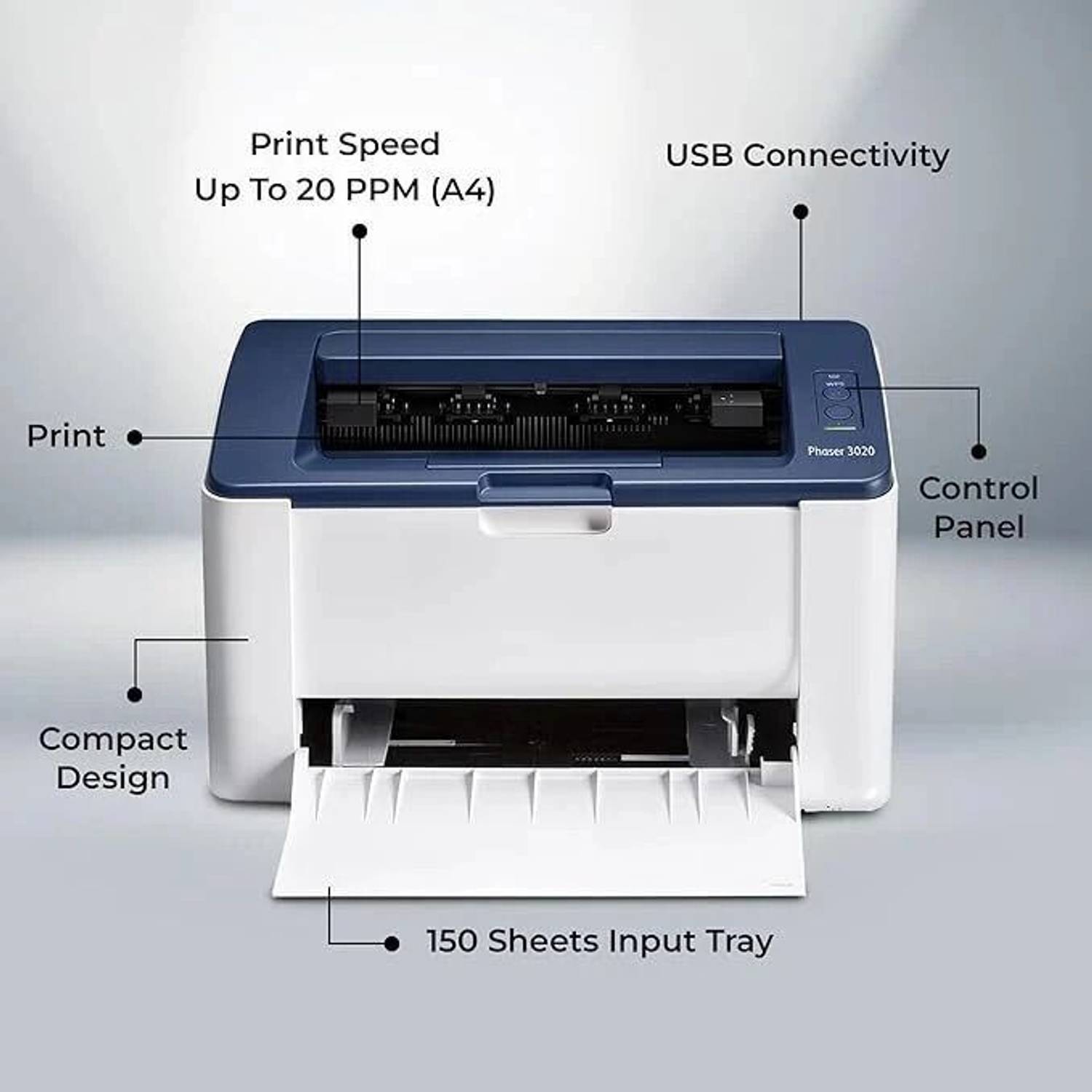 Xerox Phaser 3020_BI Single Function Wireless Printer (White