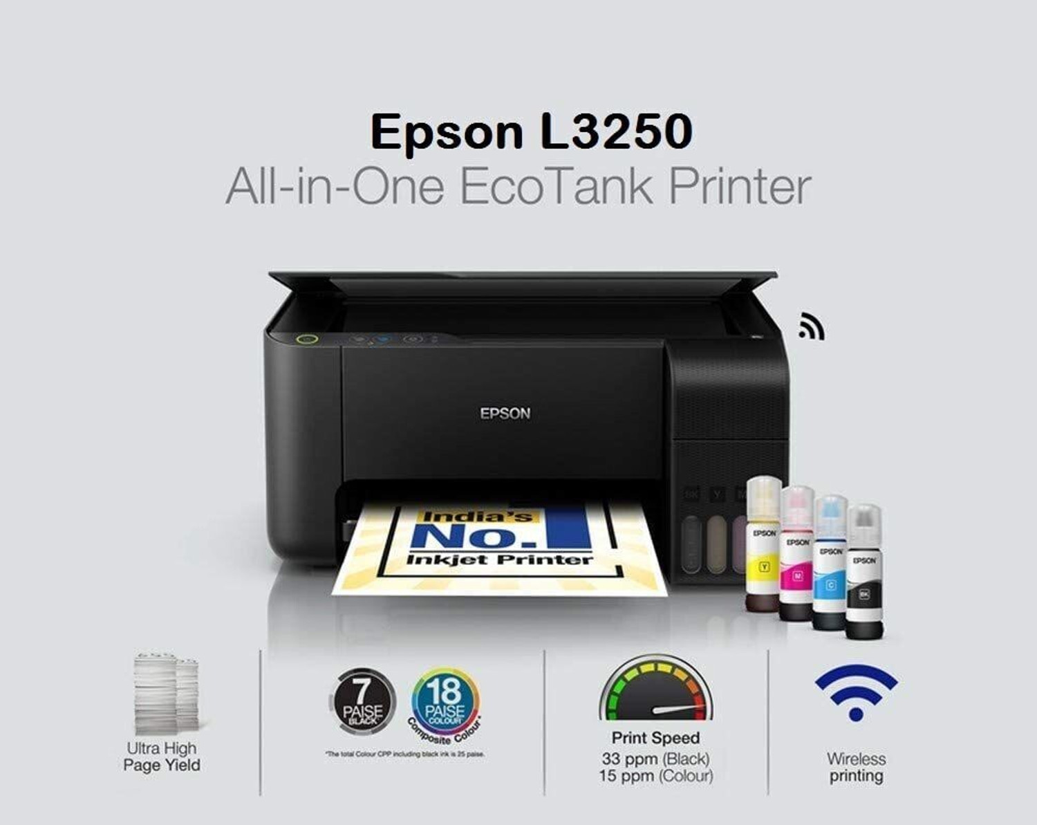 Image of Epson L3250 Multi-function WiFi Color Ink Tank Printer