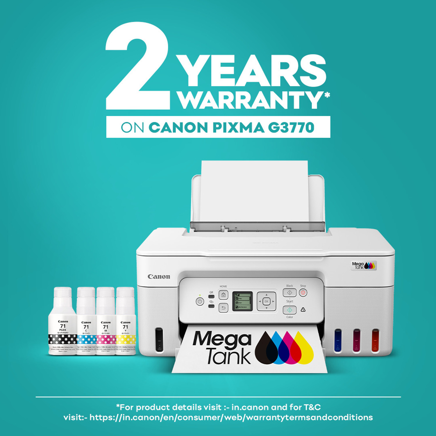 Canon PIXMA INK EFFICIENT G3770 Multi-function WiFi Color Ink Tank ...