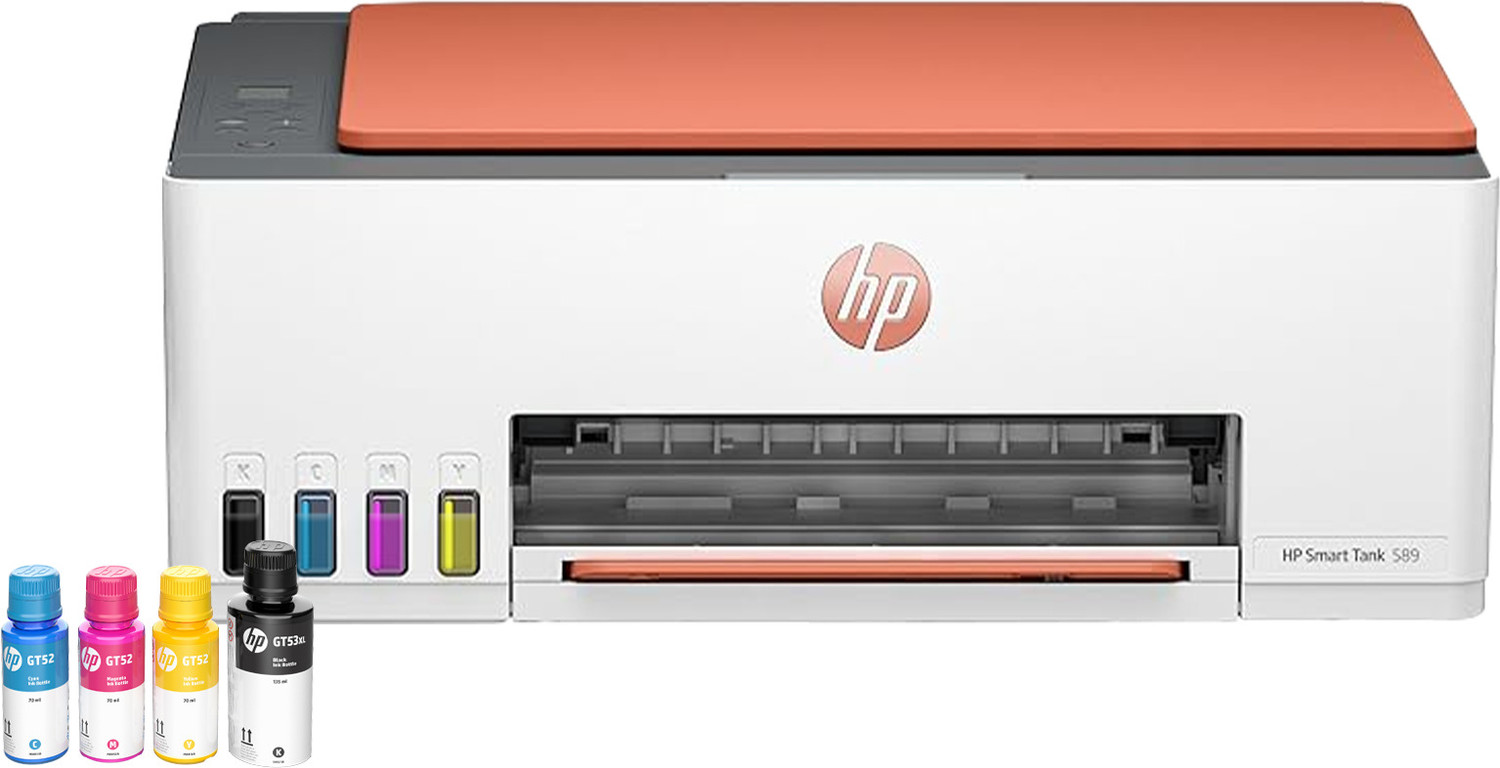 Image of HP Smart All In One 529 Multi-function Color Ink Tank Printer for Print /Scan /Copy with Up to 4000 Black & 6000 color pages of ink in box