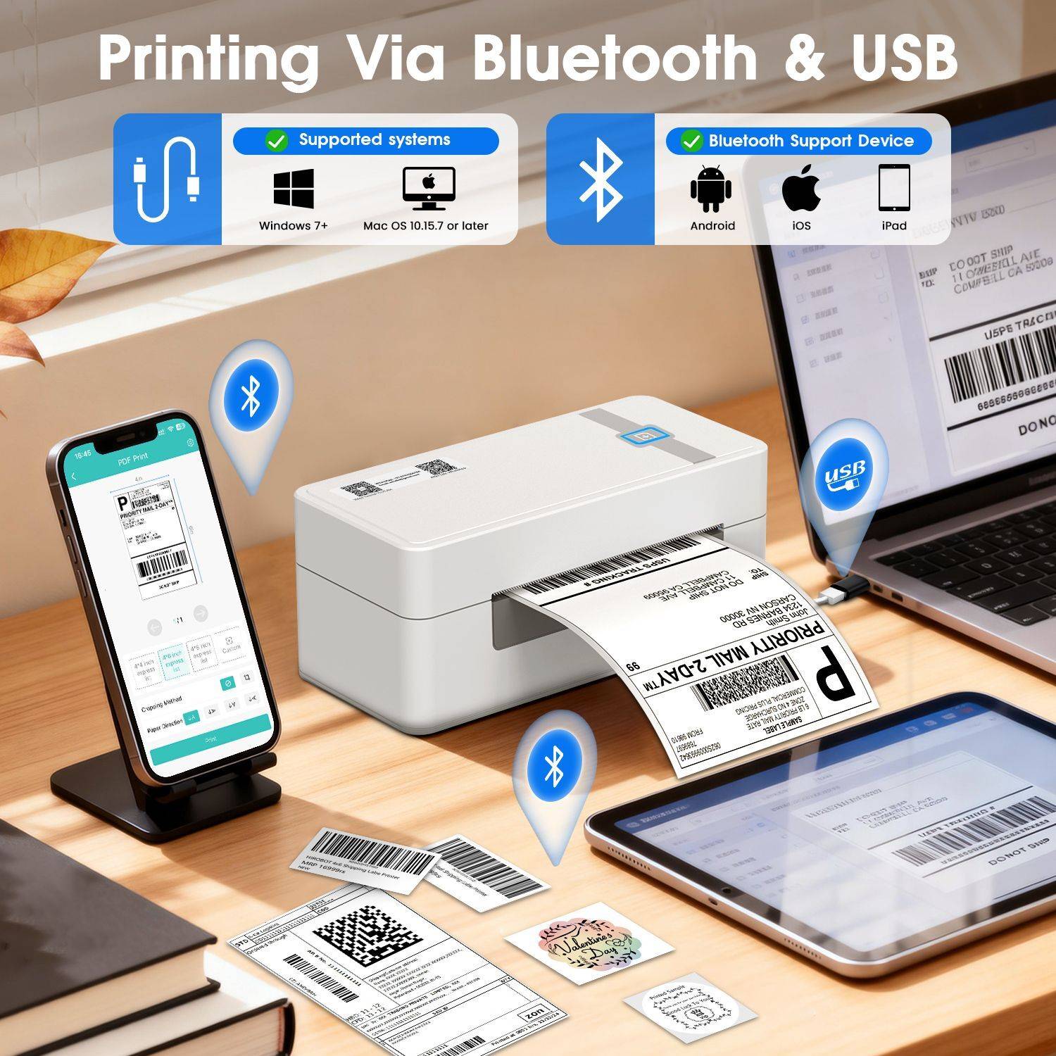 HIROBOT 2054N Bluetooth Thermal Label Printer 4X6