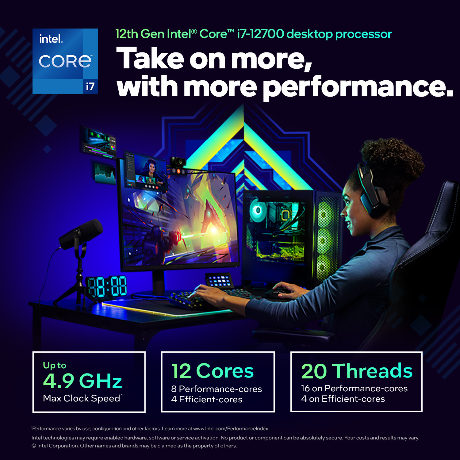 Image of Intel i7-12700 4.9 GHz Upto 4.9 GHz LGA1700 Socket 12 Cores 20 Threads Desktop Processor