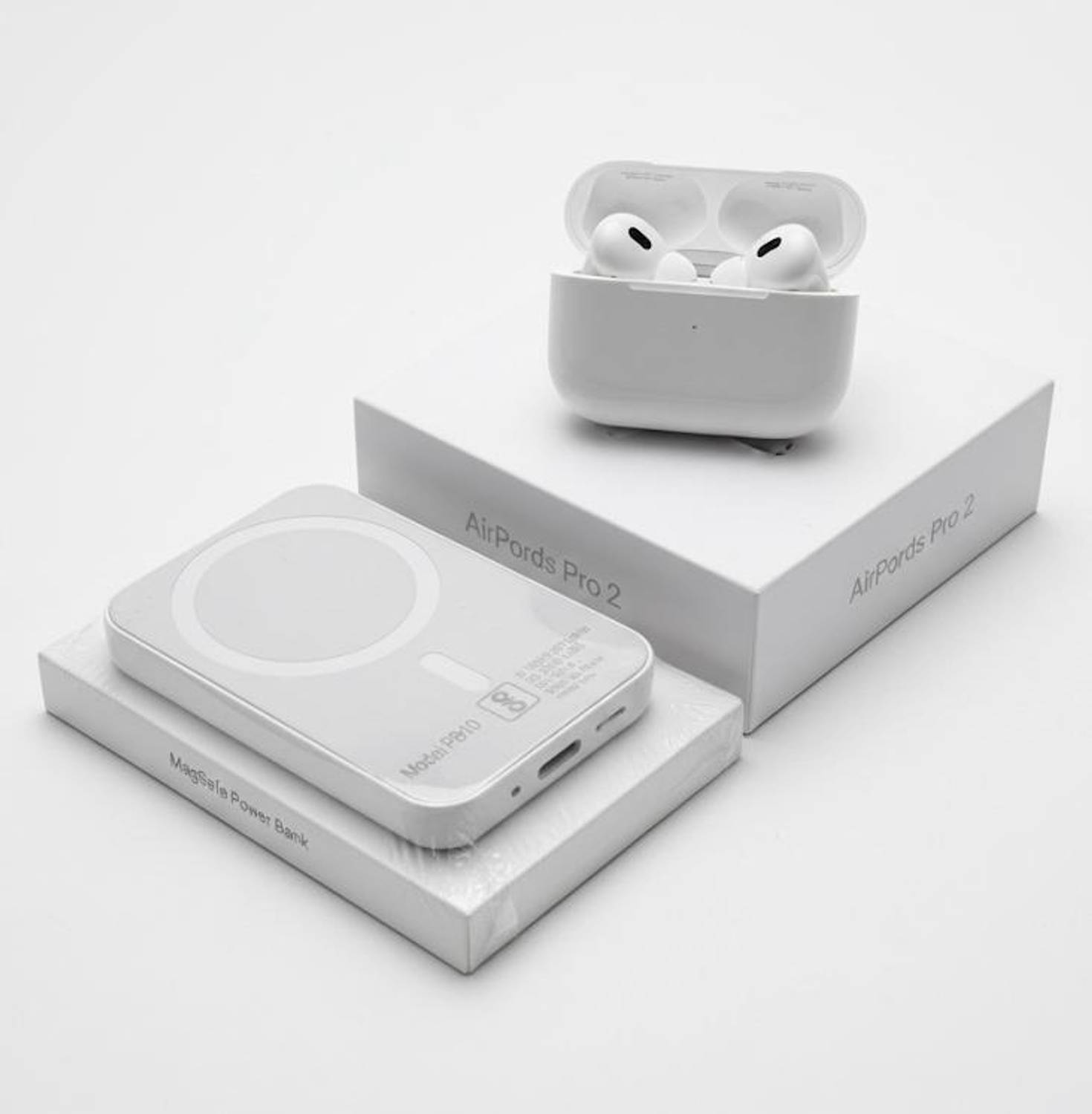 AirPods with Charging Case モバイルバッテリーセット Magzone AirPods 2 Pro & MagSafes Powerbank Combo | HD Sound with