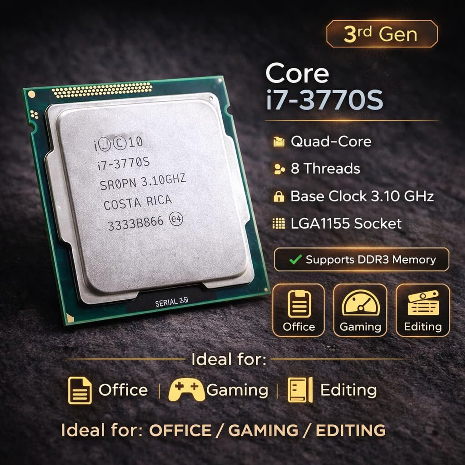 Image of CPU WALA Core i7 3rd Gen processor with speed up to 3.9 GHz support 3.4 GHz LGA 1155 4 Core Processor Designed for Desktop