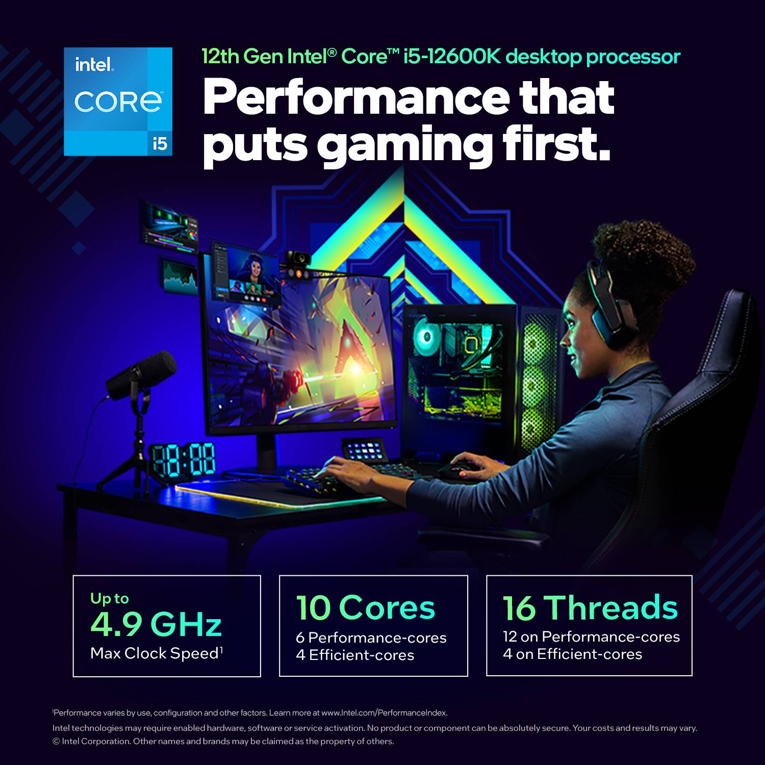 Intel i5-12600K 4.9 GHz Upto 4.9 GHz LGA1700 Socket 10 Cores 16