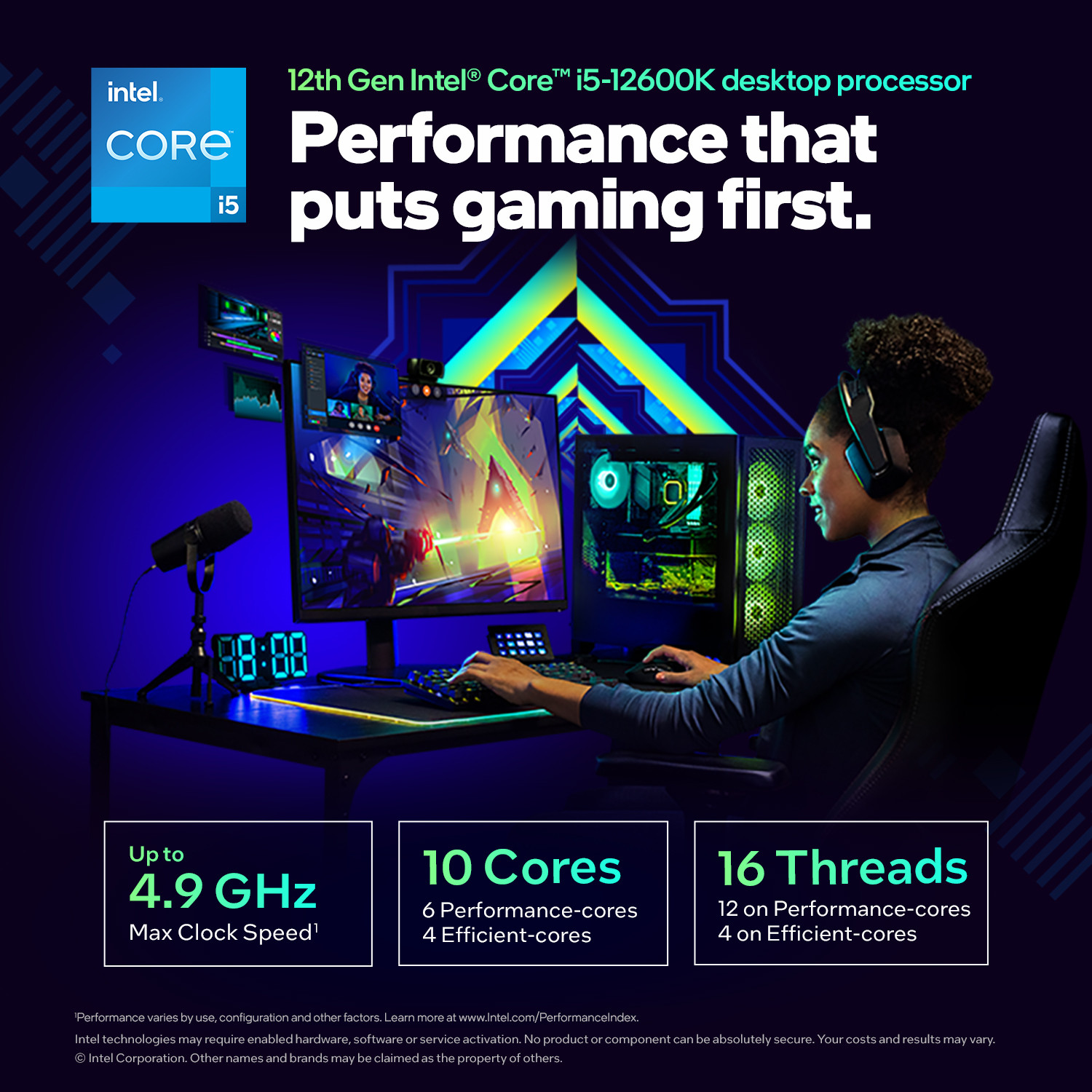 Image of Intel i5-12600K 4.9 GHz Upto 4.9 GHz LGA1700 Socket 10 Cores 16 Threads Desktop Processor