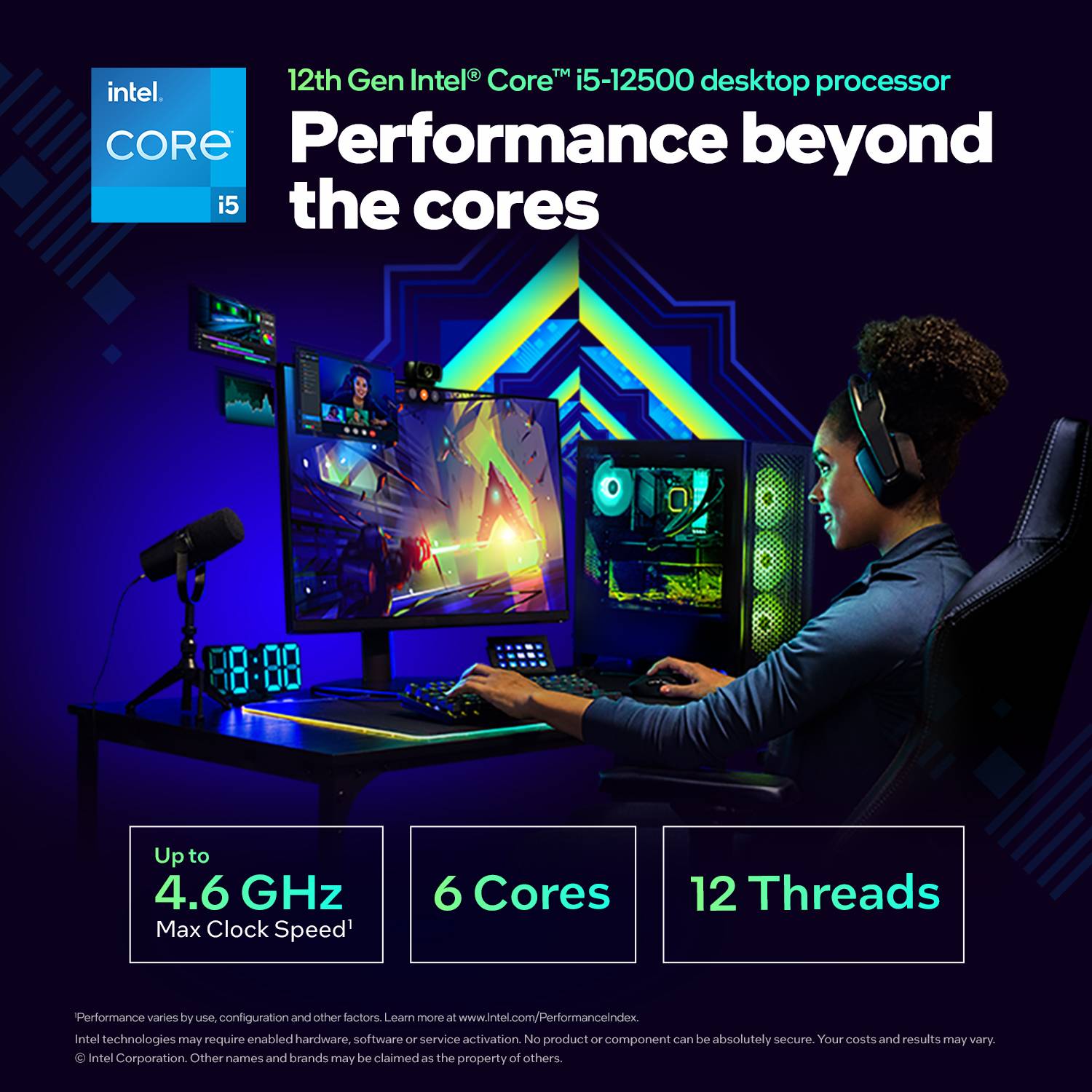 Intel i5-12500 4.6 GHz Upto 4.6 GHz LGA1700 Socket 6 Cores 12