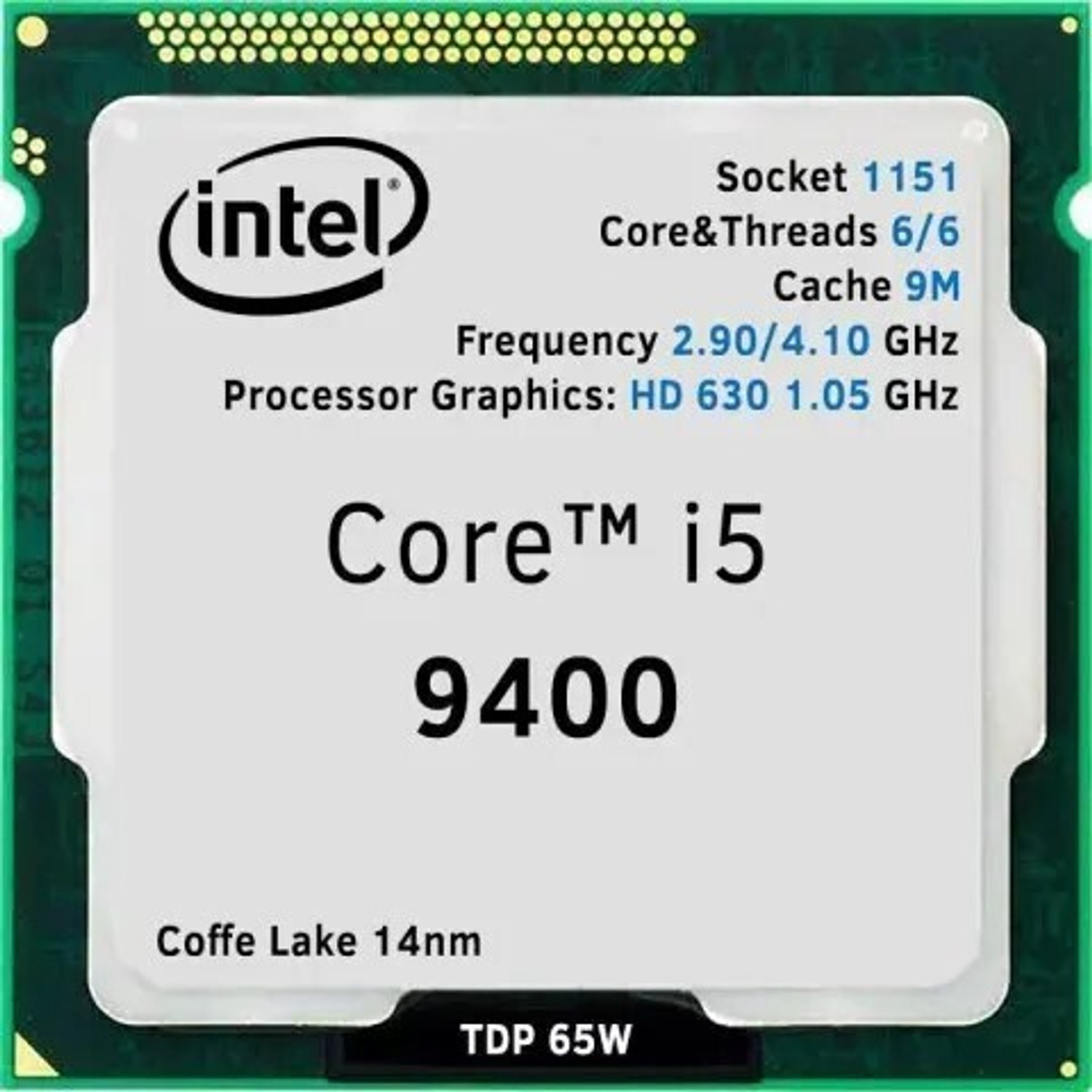 Image of Intel Core i5 9400 2.9 GHz Upto 4.1 GHz LGA 1151 Socket 6 Cores 6 Threads Desktop Processor