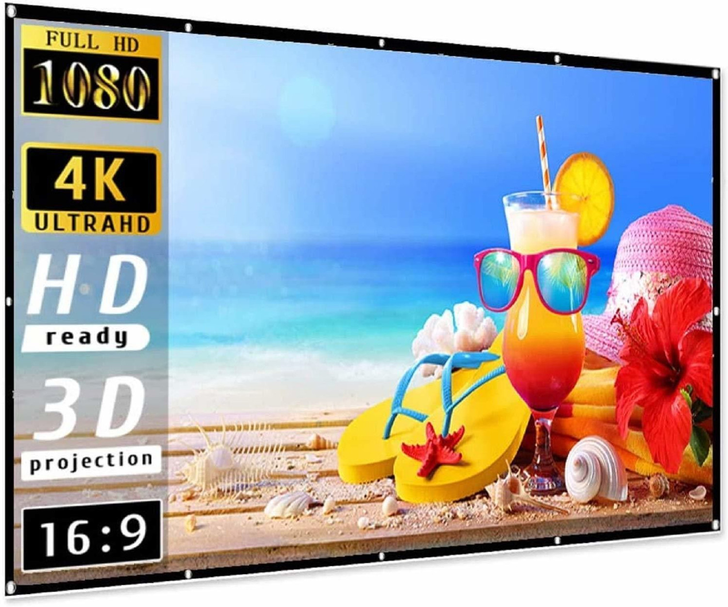 Image of royality 120 Inch Projector Screen 4K HD 16:9 Portable Video Projector Screen Foldable Anti-Crease Indoor Outdoor Projection Screen for Home, Office, Classroom (9 Ft (W) x 5 Ft (H) Projector Screen (Width 272 cm x 153 cm Height)