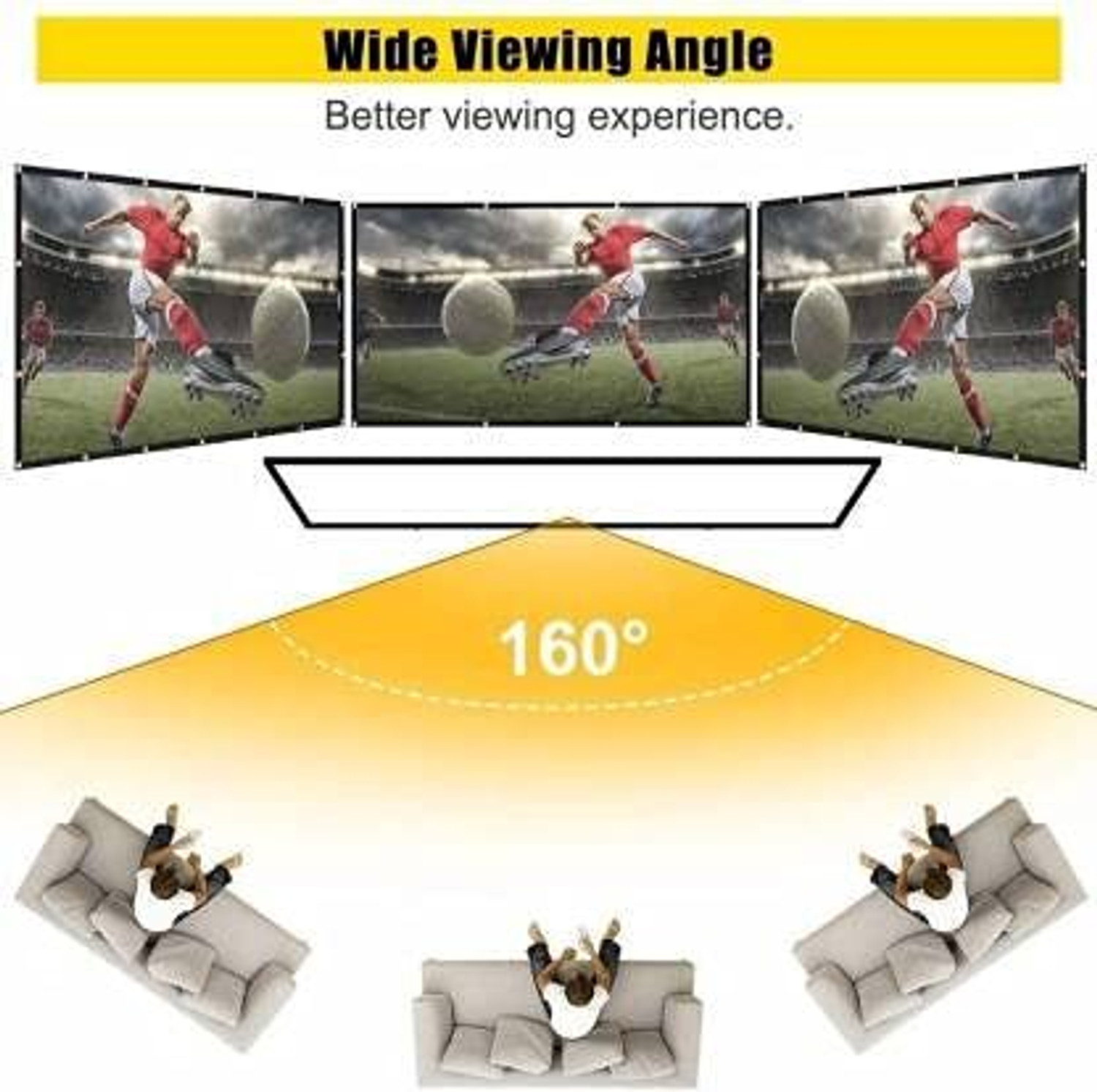 Image of XTECTORVIEW 110 Inch Foldable Projector Screen 16:9 | Portable Full HD 3D 4K Home Theatre Projector Screen (Width 244 cm x 137 cm Height)
