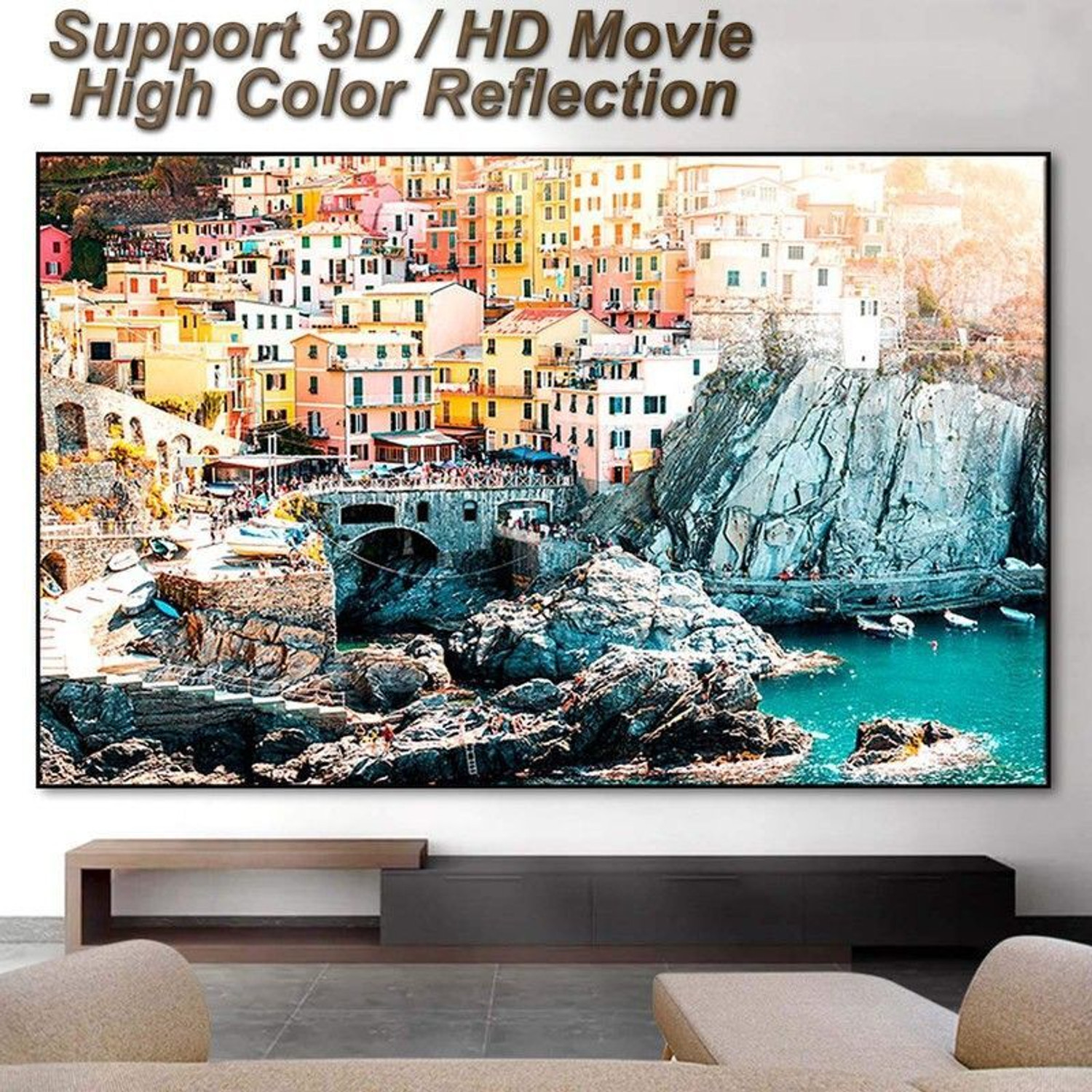 Image of Savsol 200 inch Large Projector Screen 16:9 4k Hanging Washable Fold-able Anti-Crease Projector Screen (Width 447 cm x 257 cm Height)