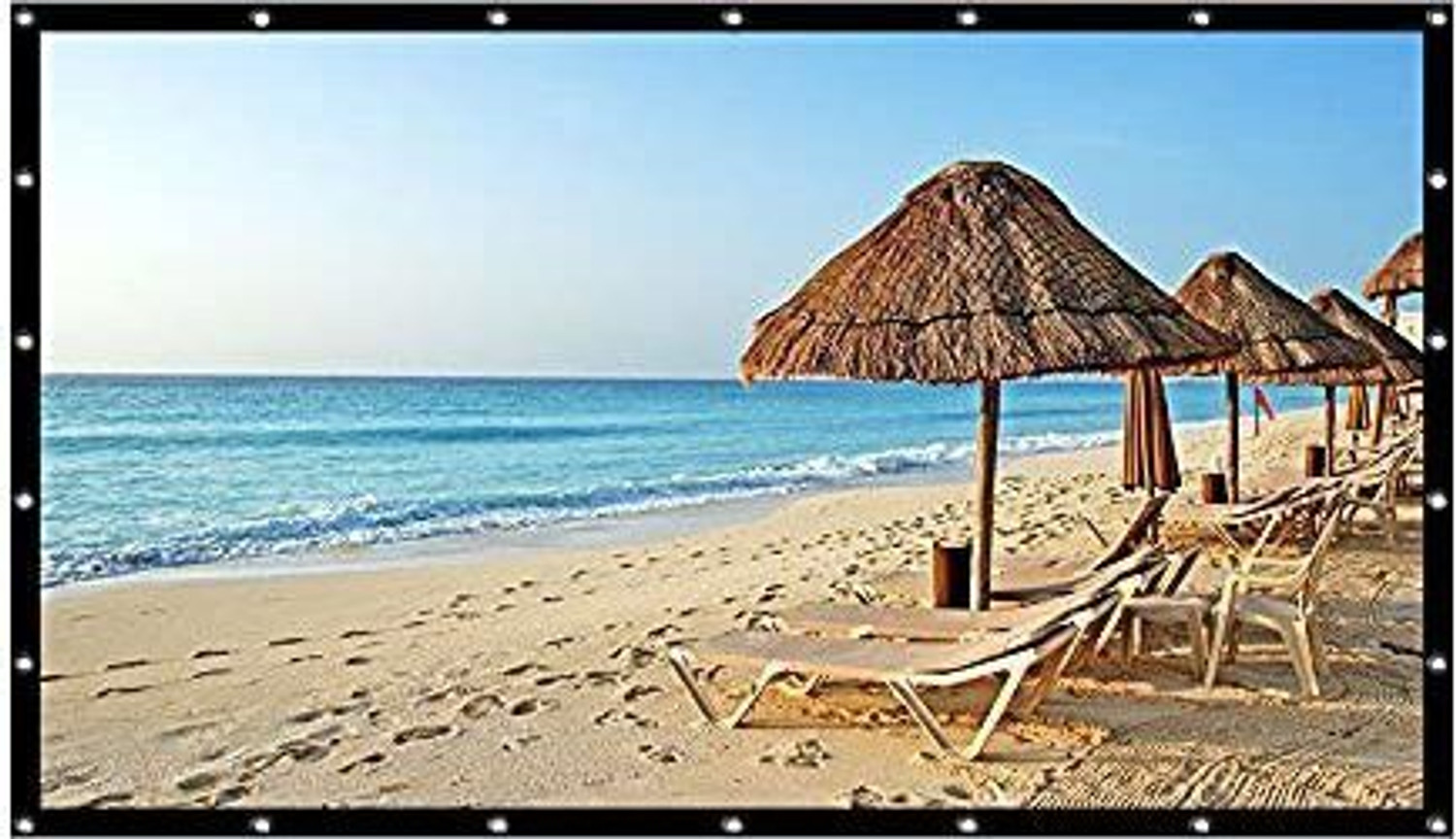 Image of royality 100 inch Eyelet Projector Screen 16:9 Aspect Ratio, 100 inch Diagonal, 87 Inches Width x 54 Inches Hight, Black Coated from Back Side, Supports UHD-3D-4K-8K Technology Foldable Projector Screen Projector Screen (Width 221 cm x 125 cm Height)