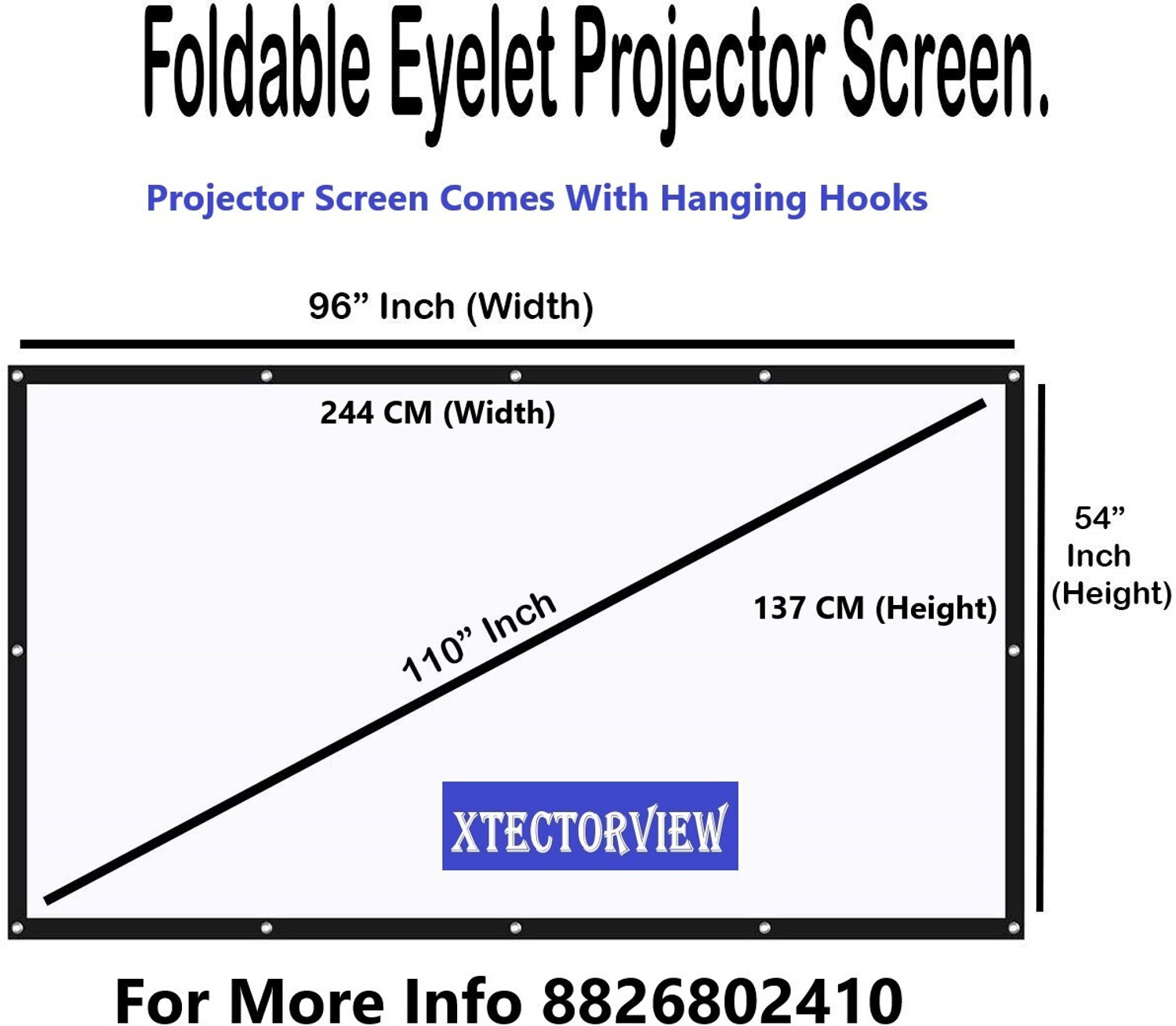 Image of XTECTORVIEW 110 Inch Foldable Projector Screen 16:9 | Portable Full HD 3D 4K Home Theatre Projector Screen (Width 244 cm x 137 cm Height)