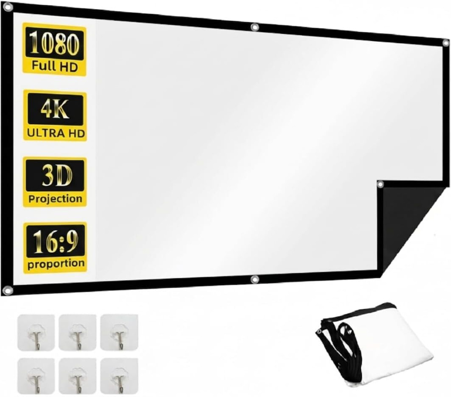 Image of XTECTORVIEW 110 Inch Foldable Projector Screen 16:9 | Portable Full HD 3D 4K Home Theatre Projector Screen (Width 244 cm x 137 cm Height)