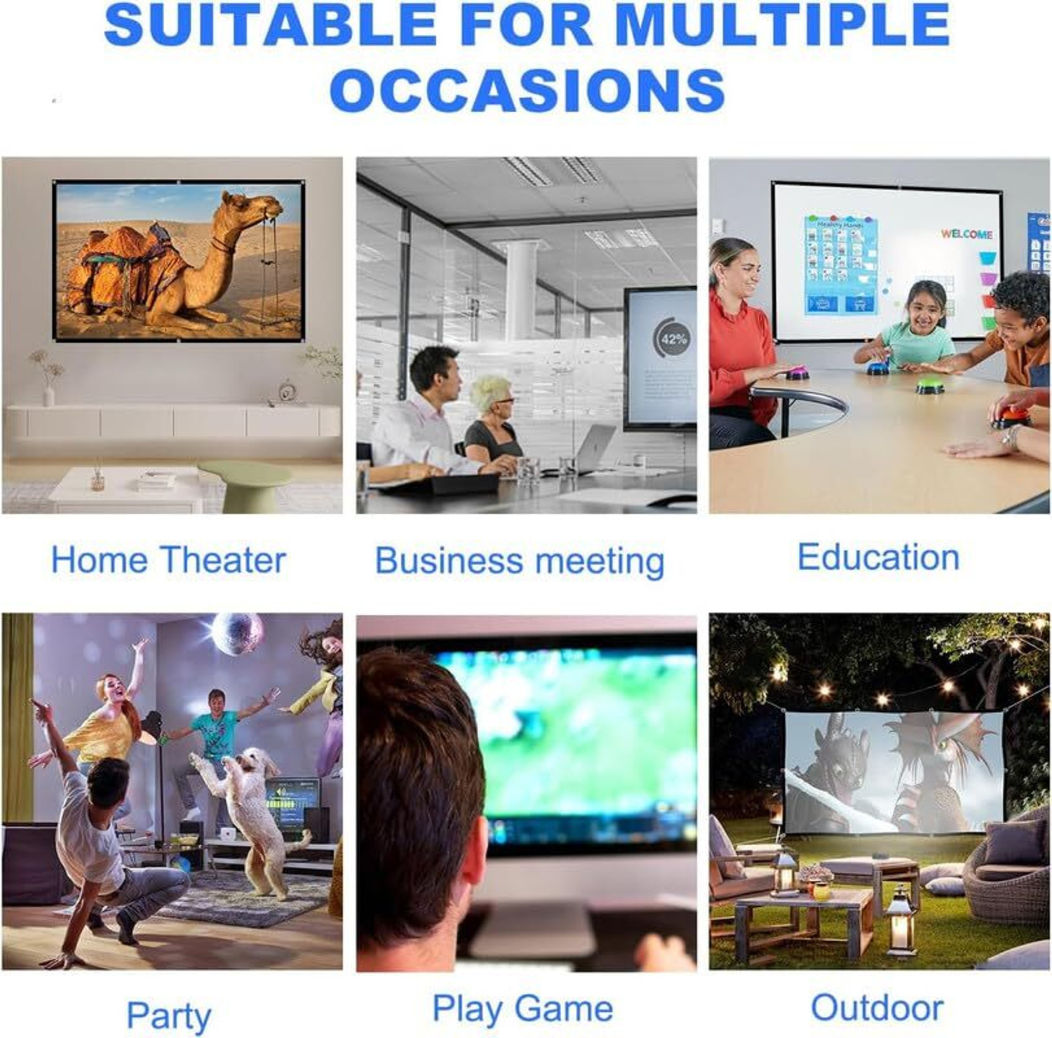 Image of XTECTORVIEW 110 Inch Foldable Projector Screen 16:9 | Portable Full HD 3D 4K Home Theatre Projector Screen (Width 244 cm x 137 cm Height)