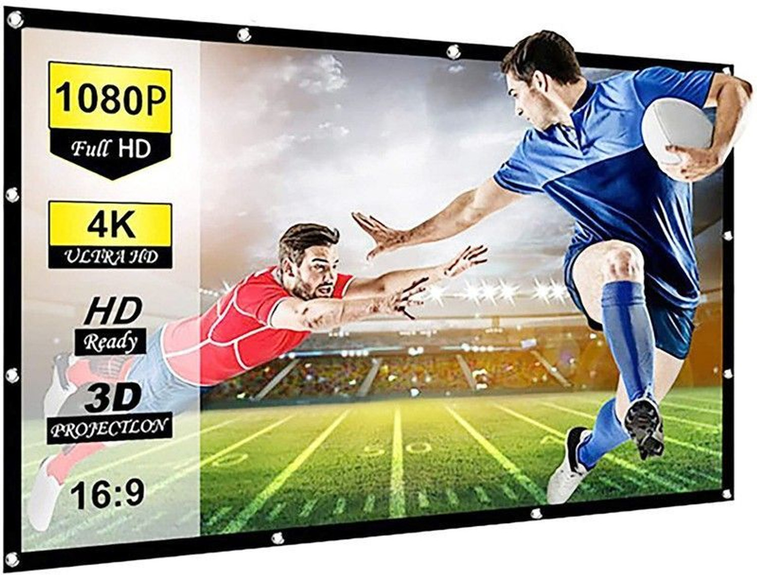 Image of royality 110 inch Projector Screen,4K 16:9 Anti-Crease Indoor Outdoor - (96 inch (W) x 54 inch (H) Projector Screen (Width 243 cm x 137 cm Height)