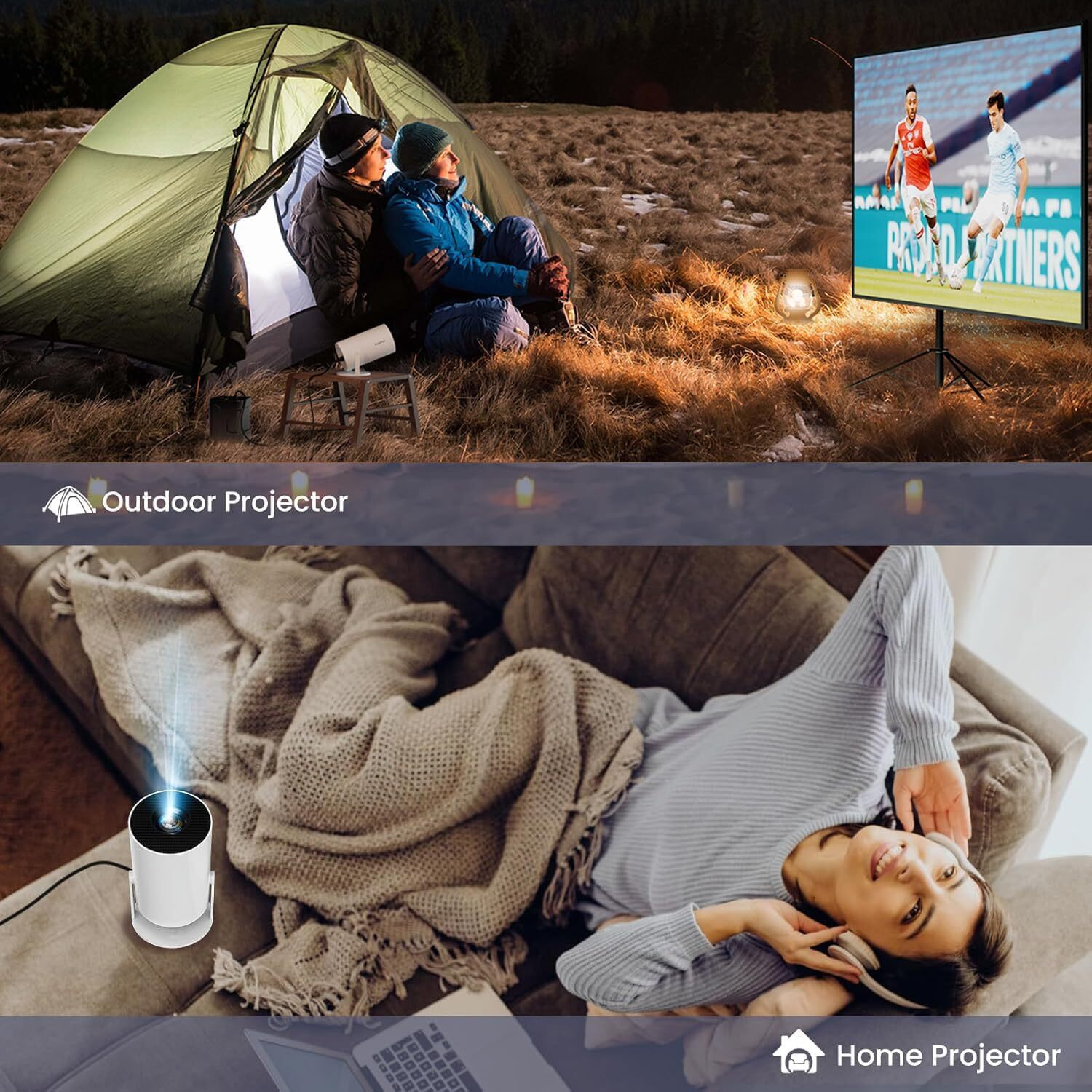 Image of EarShades HY-300 4K Ultra HD Smart Mini Projector with WiFi, Android System E225 (4500 lm / 1 Speaker / Remote Controller) Portable Projector