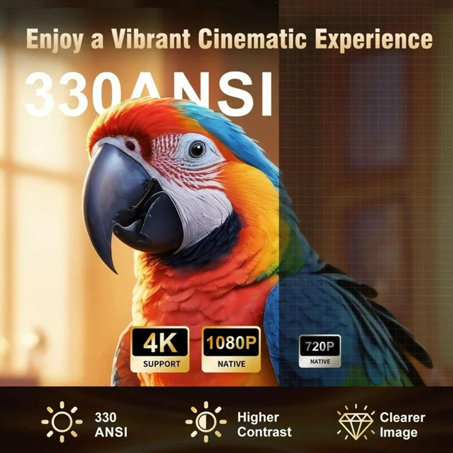 Image of Divine creation HY 260 Smart HD LED Projector with WiFi Built-in Speaker Dual Band WiFi D85 (8000 lm / 1 Speaker / Wireless / Remote Controller) Portable Projector