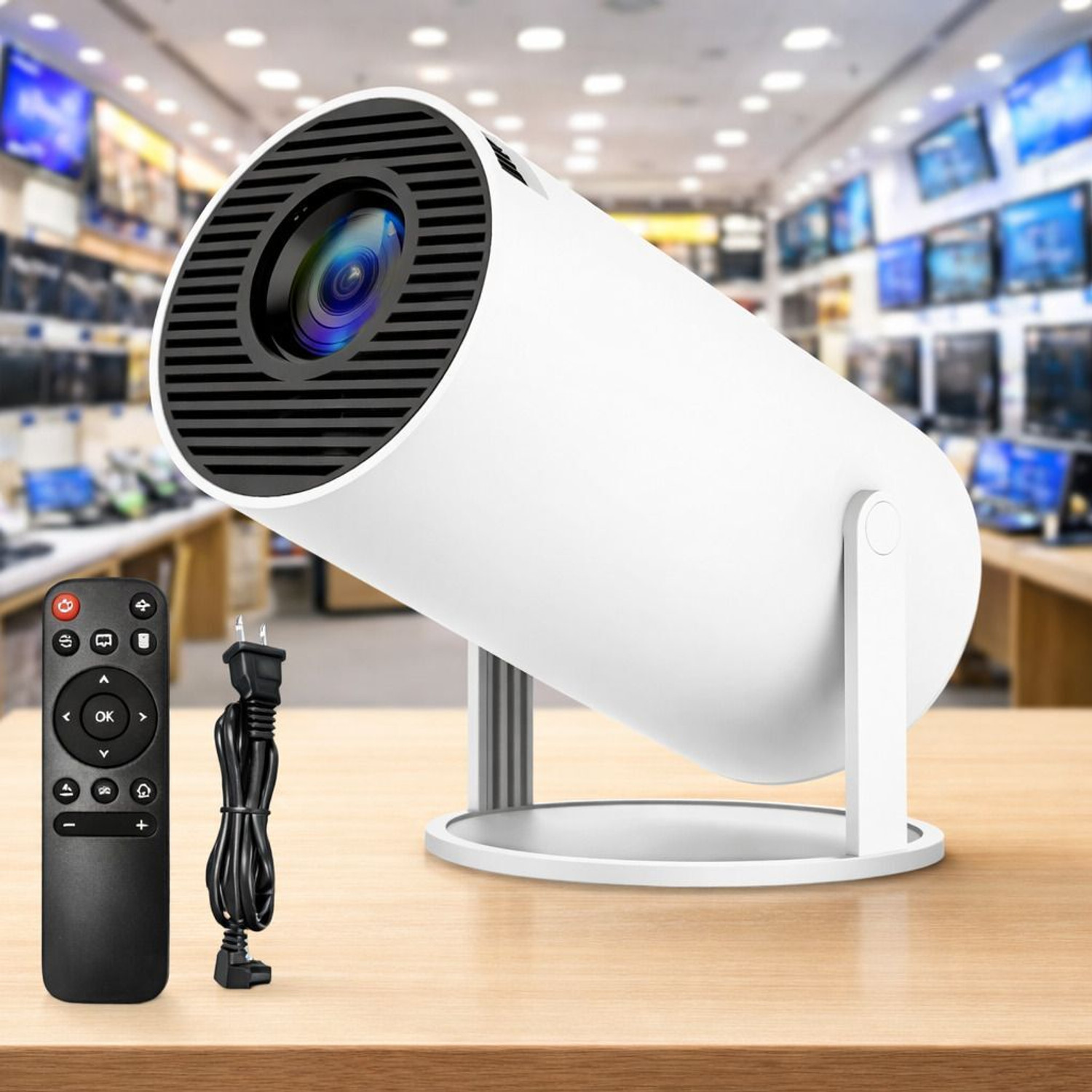 Image of Steepify Smart Mini Projector | Native 720P HD | 4K Support | WiFi 6 & Bluetooth 5.0 (4500 lm / 1 Speaker / Wireless / Remote Controller) Portable Projector